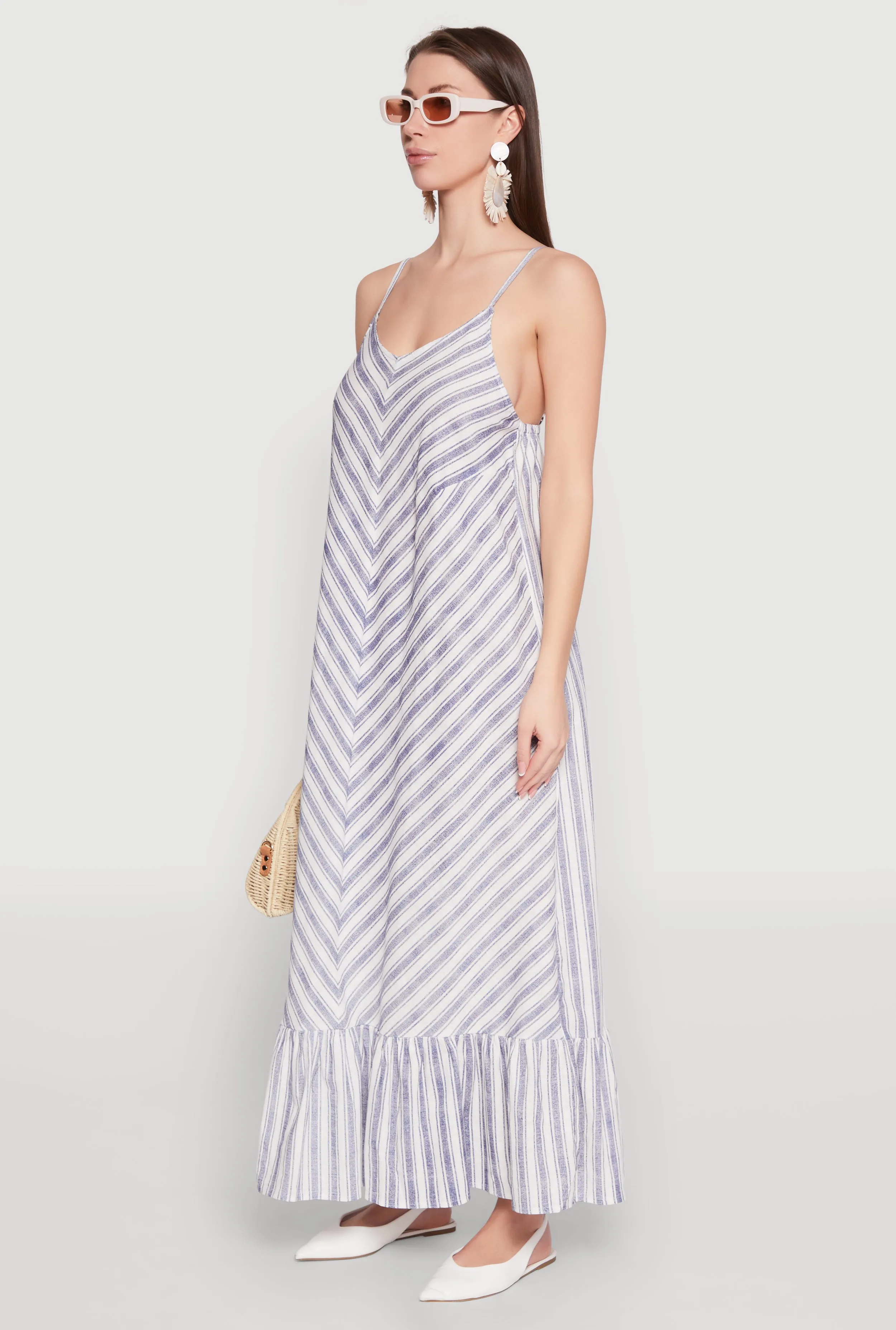 Chevron Print Maxi Dress Net Soft