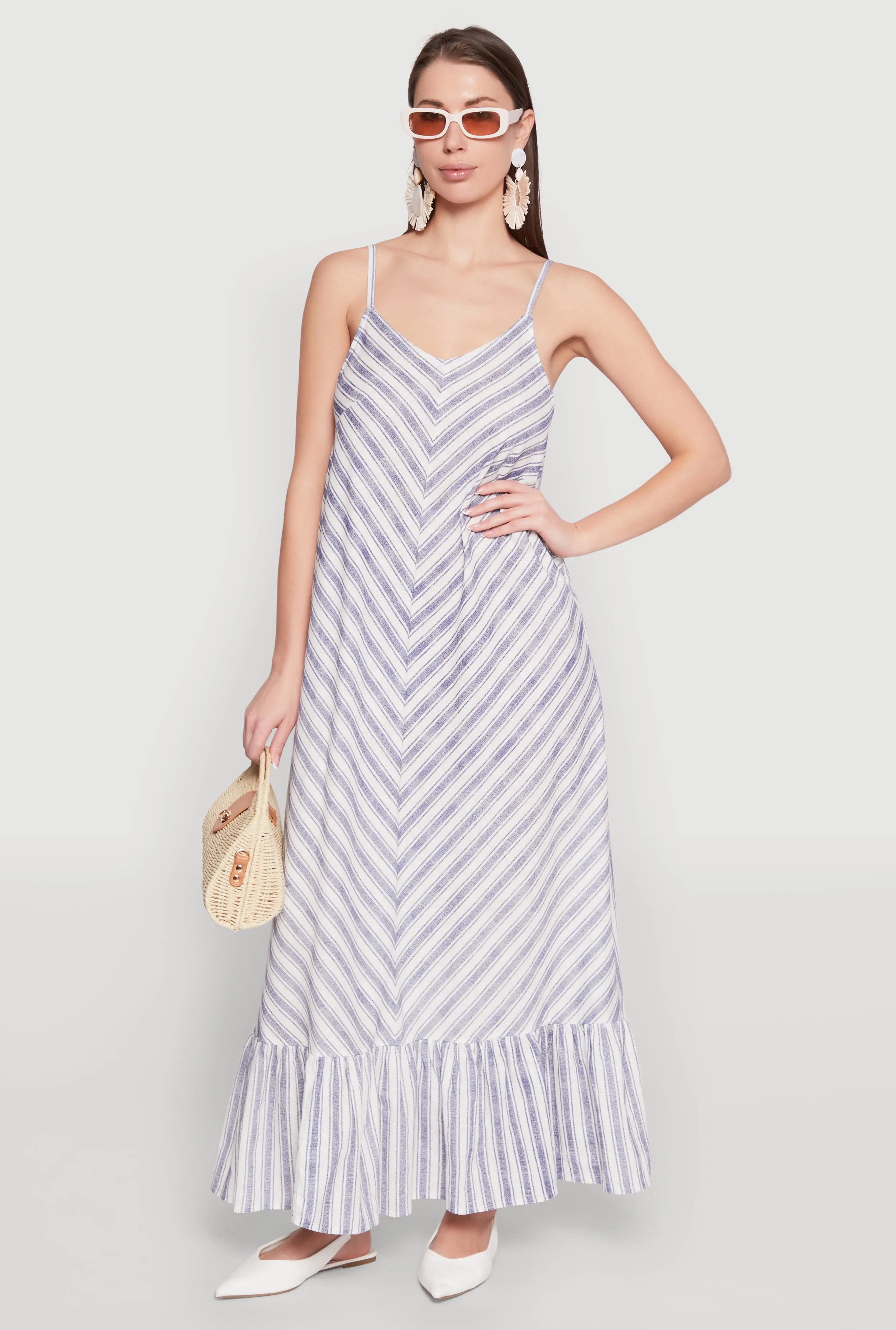 poolside style Chevron Print Maxi Dress