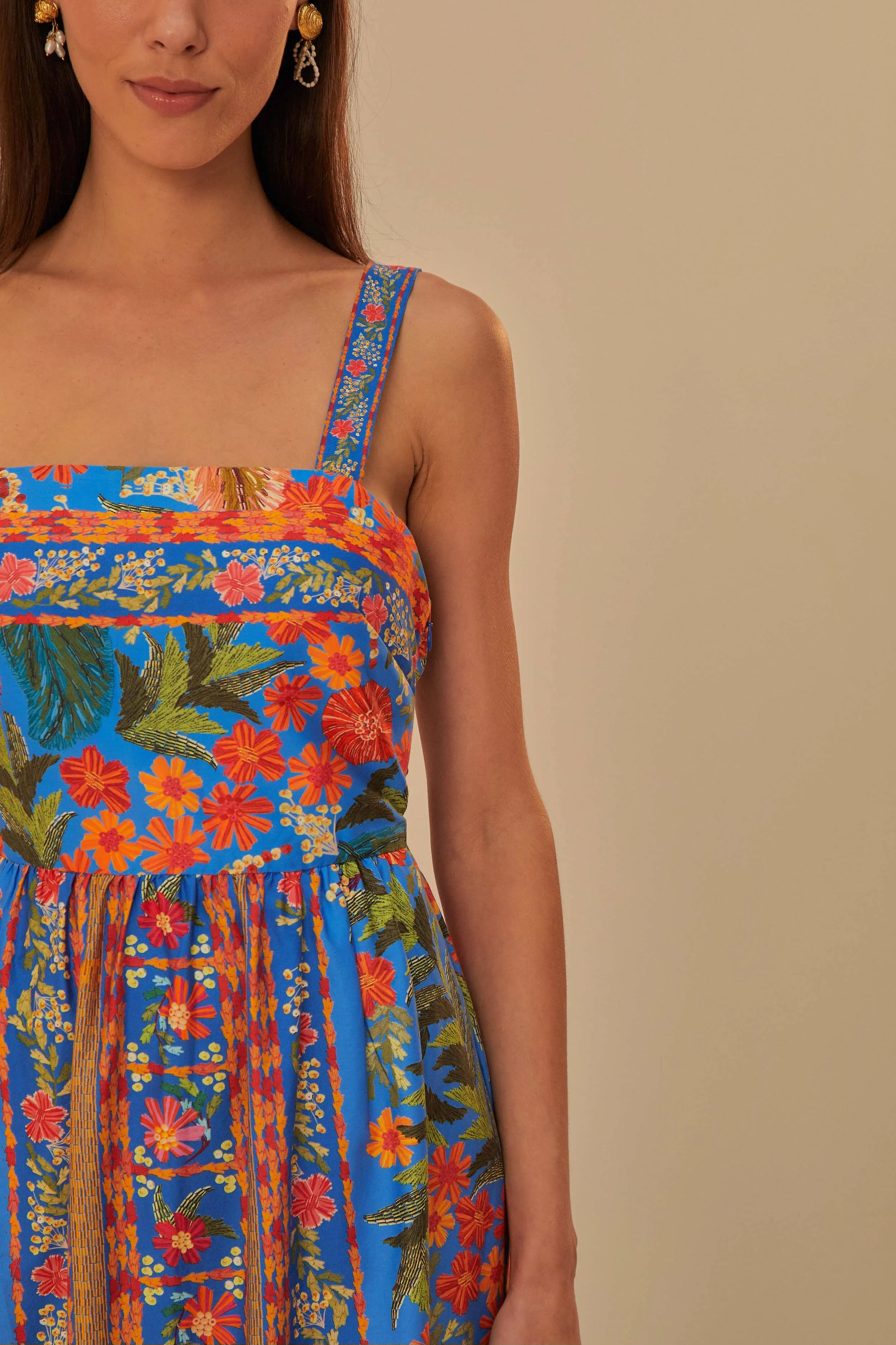 Stiched Garden Blue Maxi Dress Sea Breeze Market Lane