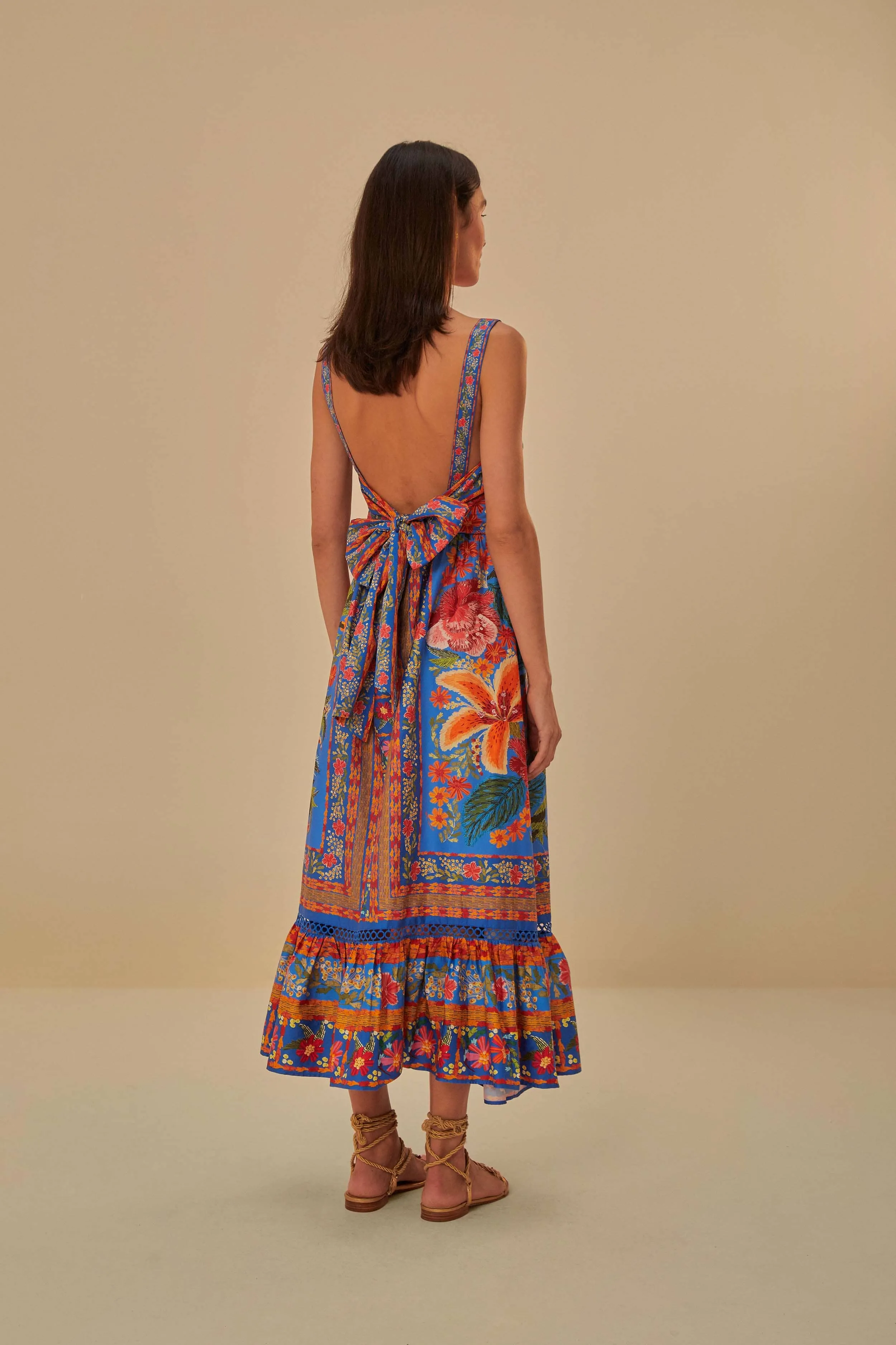 Stiched Garden Blue Maxi Dress Night Glow Soft draping maxi