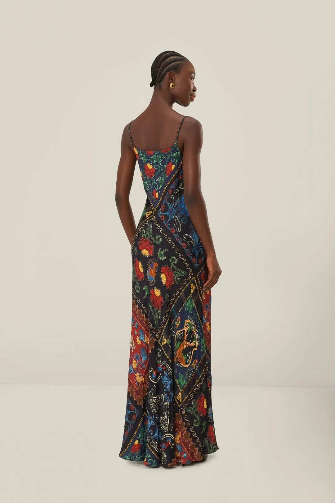 Black Mixed Arabesque Scarves Sleeveless LENZING? ECOVERO? Maxi Dress Star Trail Orchid Glow