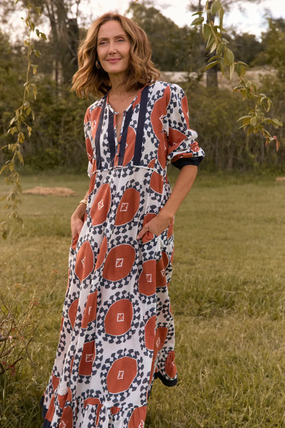 Fold Glow Patch Glow Bonnie Umbrella Dress in Chestnut