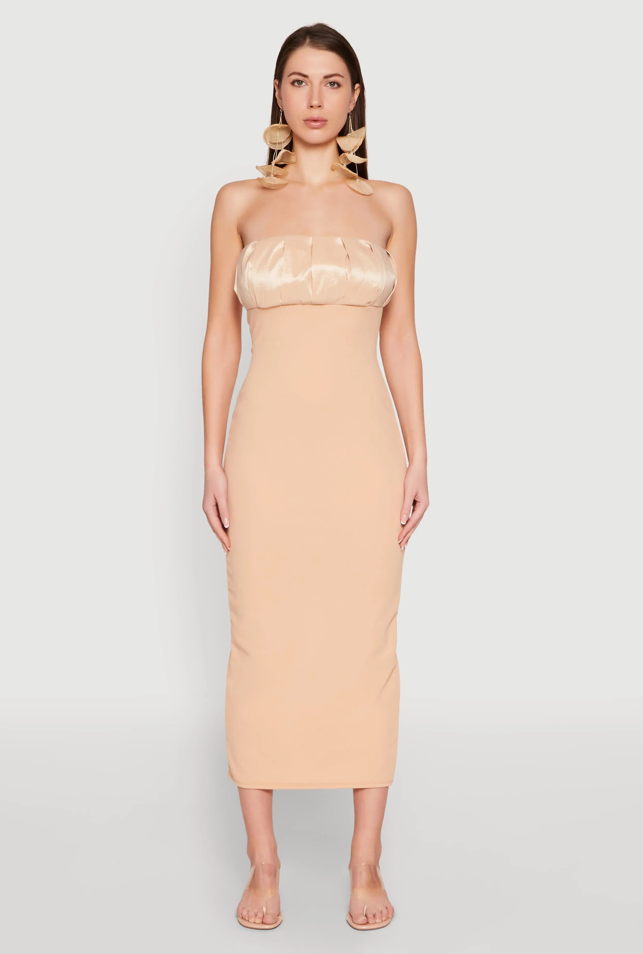 Soft Pink Empire Waist Slit Back Maxi Dress