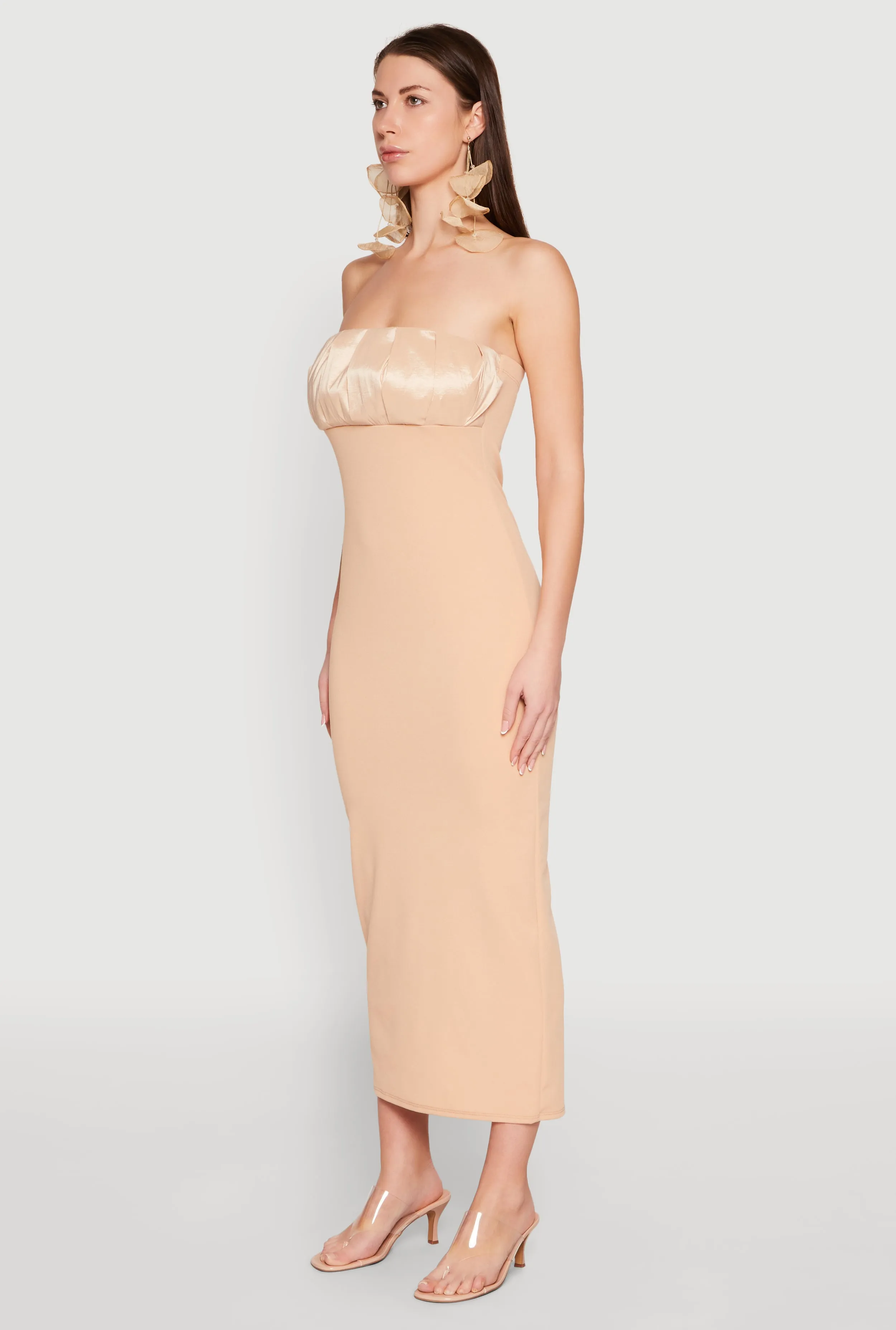 Hand Stitch Empire Waist Slit Back Maxi Dress