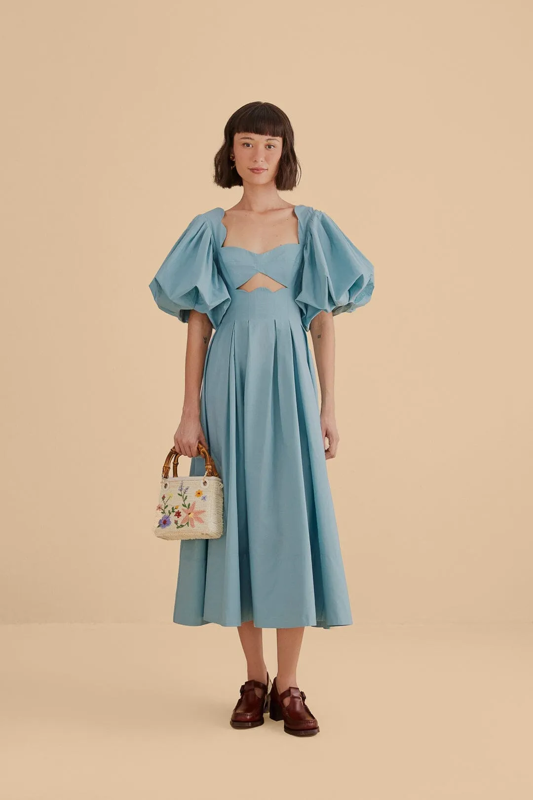 Timeless Look Lake Park Grey Blue Cut Out Midi Dress