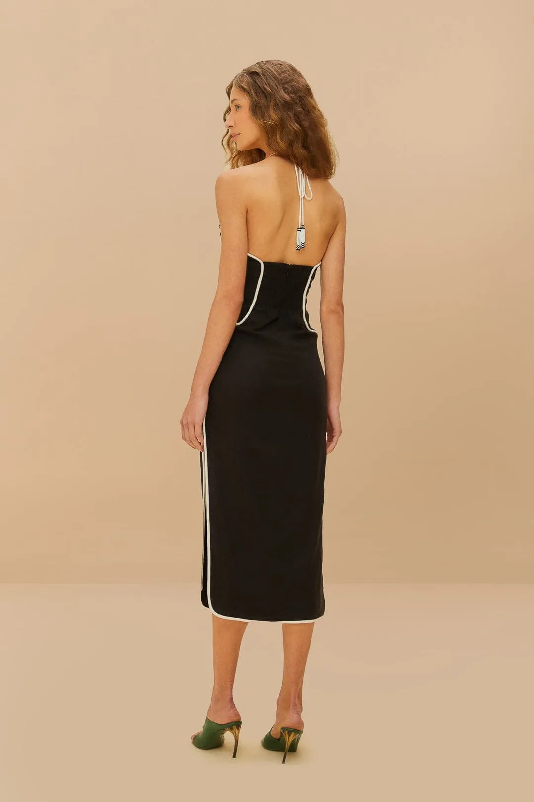 Low Effort Sunset Glow Black And White Cut-Out Midi Dress