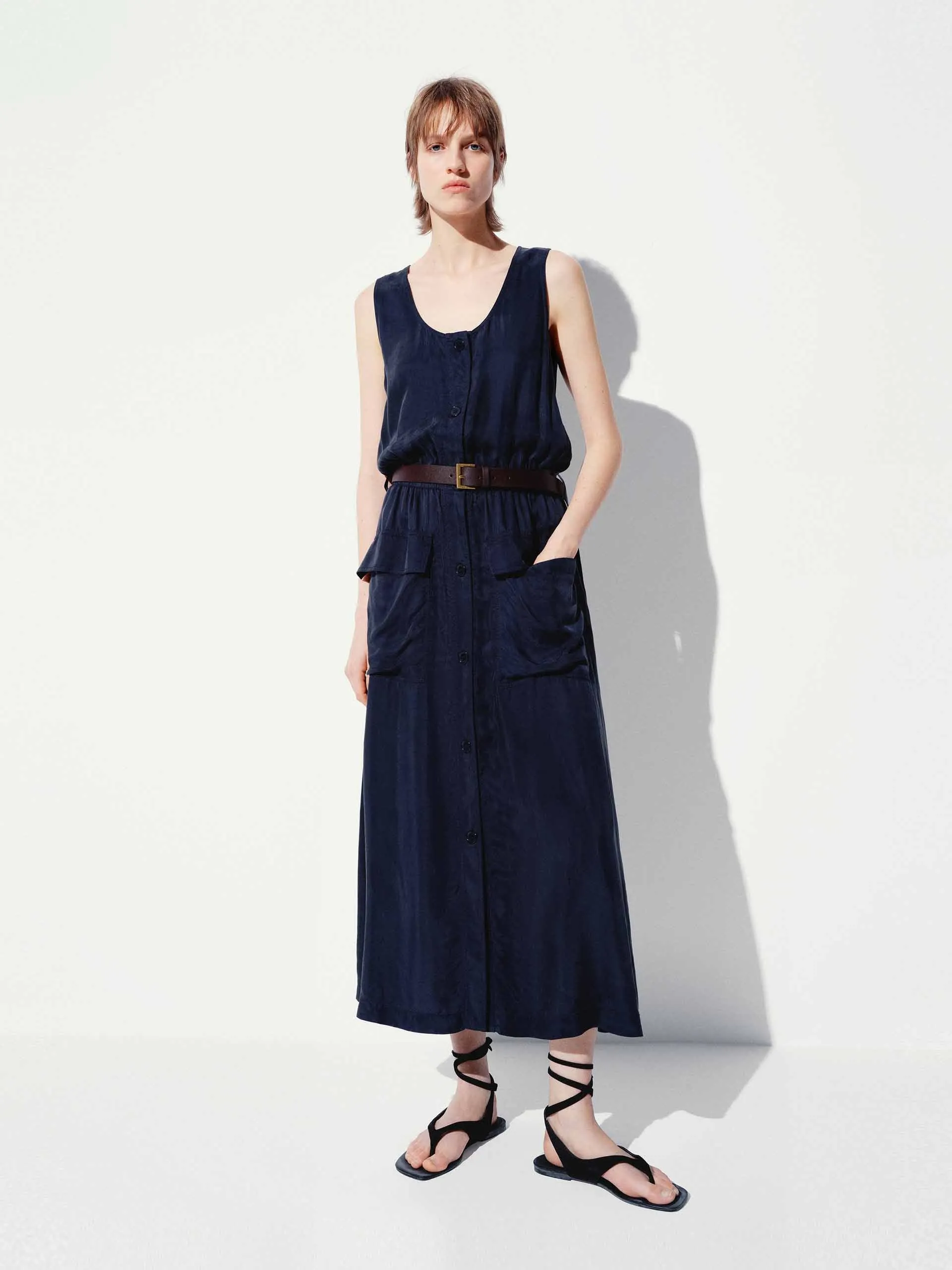 Cargo Style Midi Dress Stylish dress for garden party Velvet Smooth