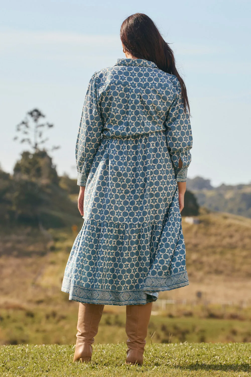 Ginette Billow Sleeve Dress in Starflower Lavender Glow Sequin Glow