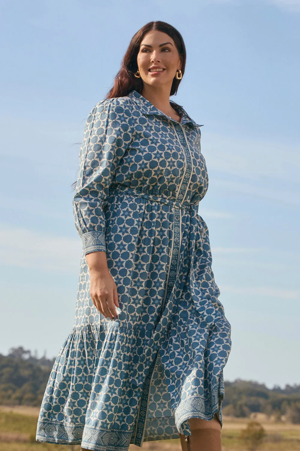 Ginette Billow Sleeve Dress in Starflower Timeless and classic maxi