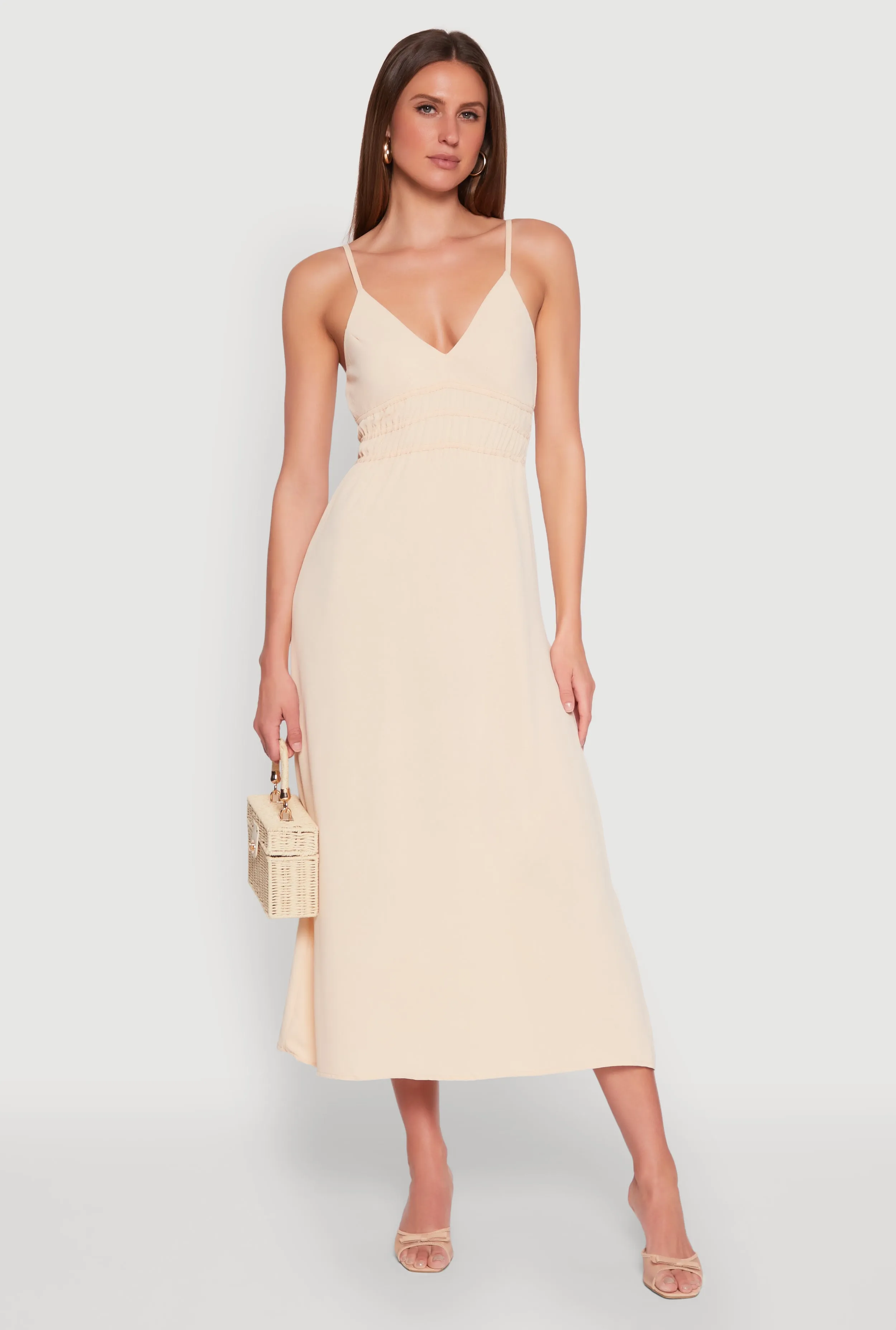 V Neck Empire Waist Maxi Dress Designed to complement every body shape this dress enhances your natural silhouette