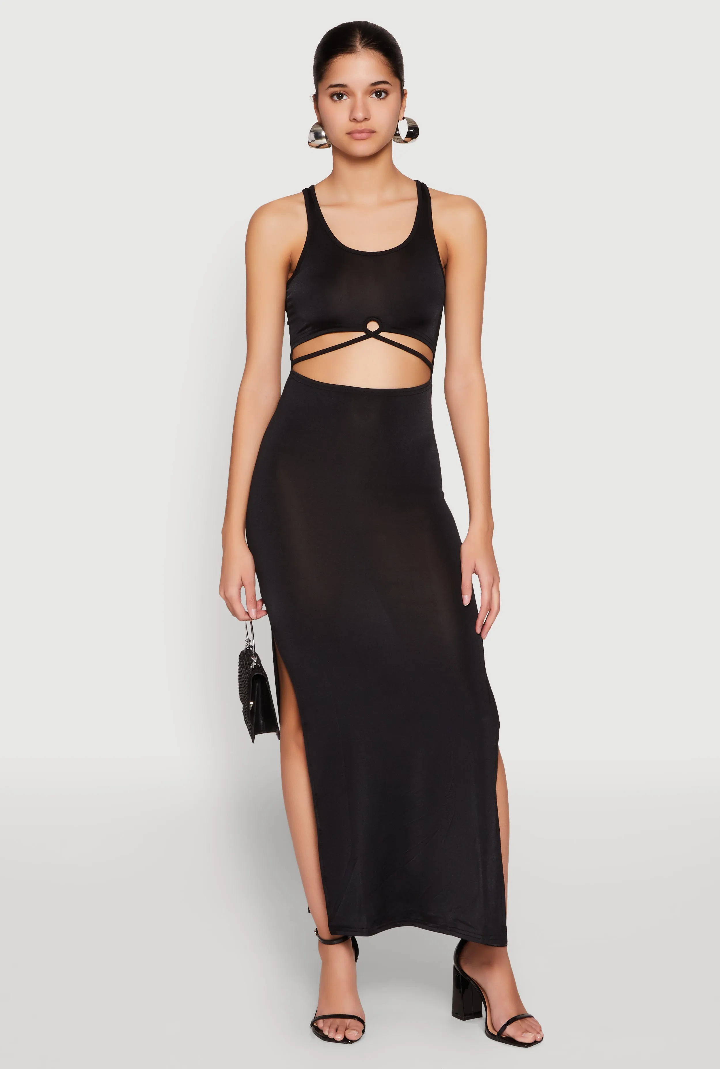 Cut Out Front Side Slit Maxi Dress Trendy evening gown for parties