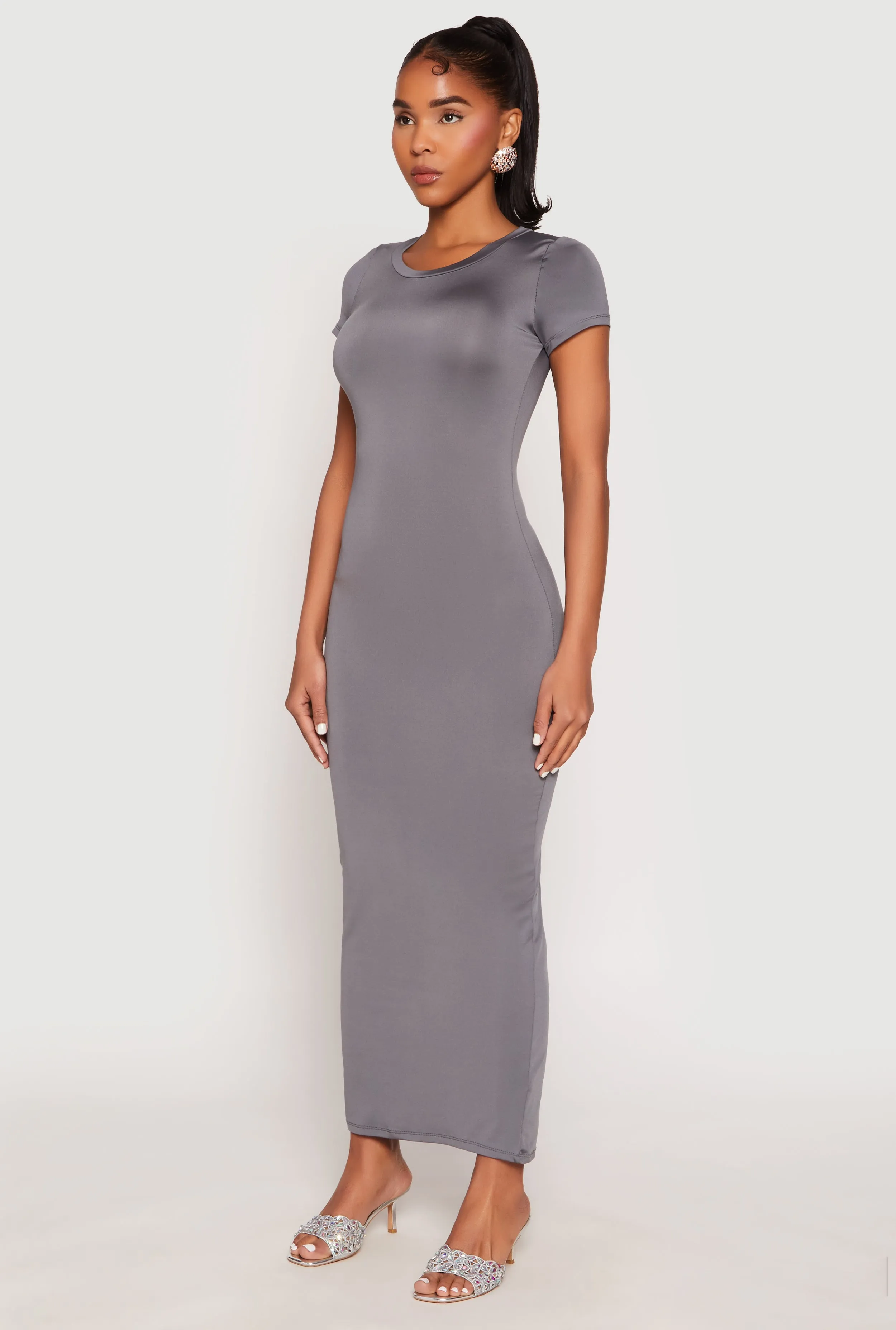 Short Sleeve Slit Back Maxi Dress Herb Garden This dress offers an elegant and refined look for any event or casual outing