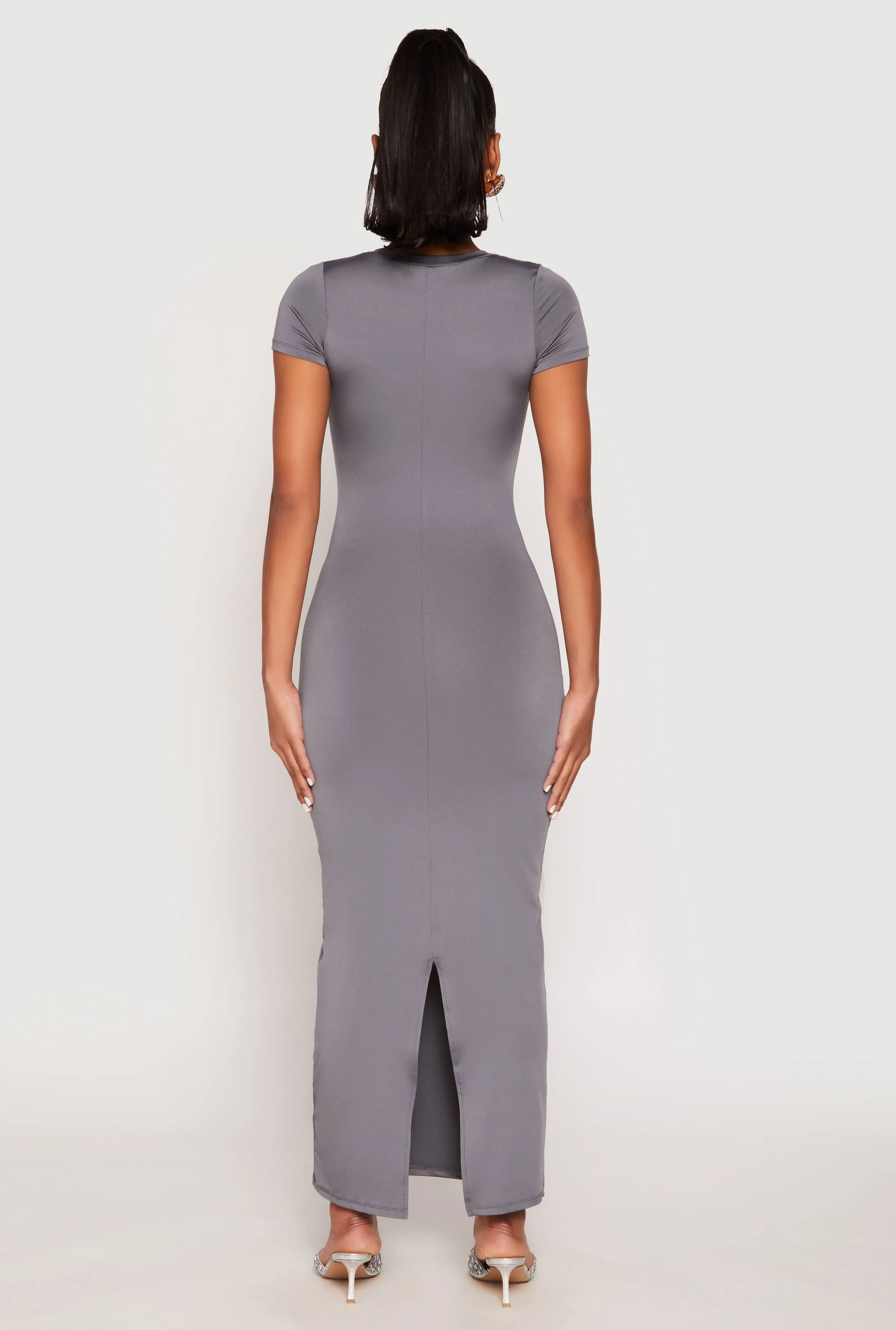 Short Sleeve Slit Back Maxi Dress spring fresh
