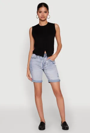 Flame Retardant Coating Odor Resistant Finish WAX Fixed Cuff Denim Bermuda Shorts