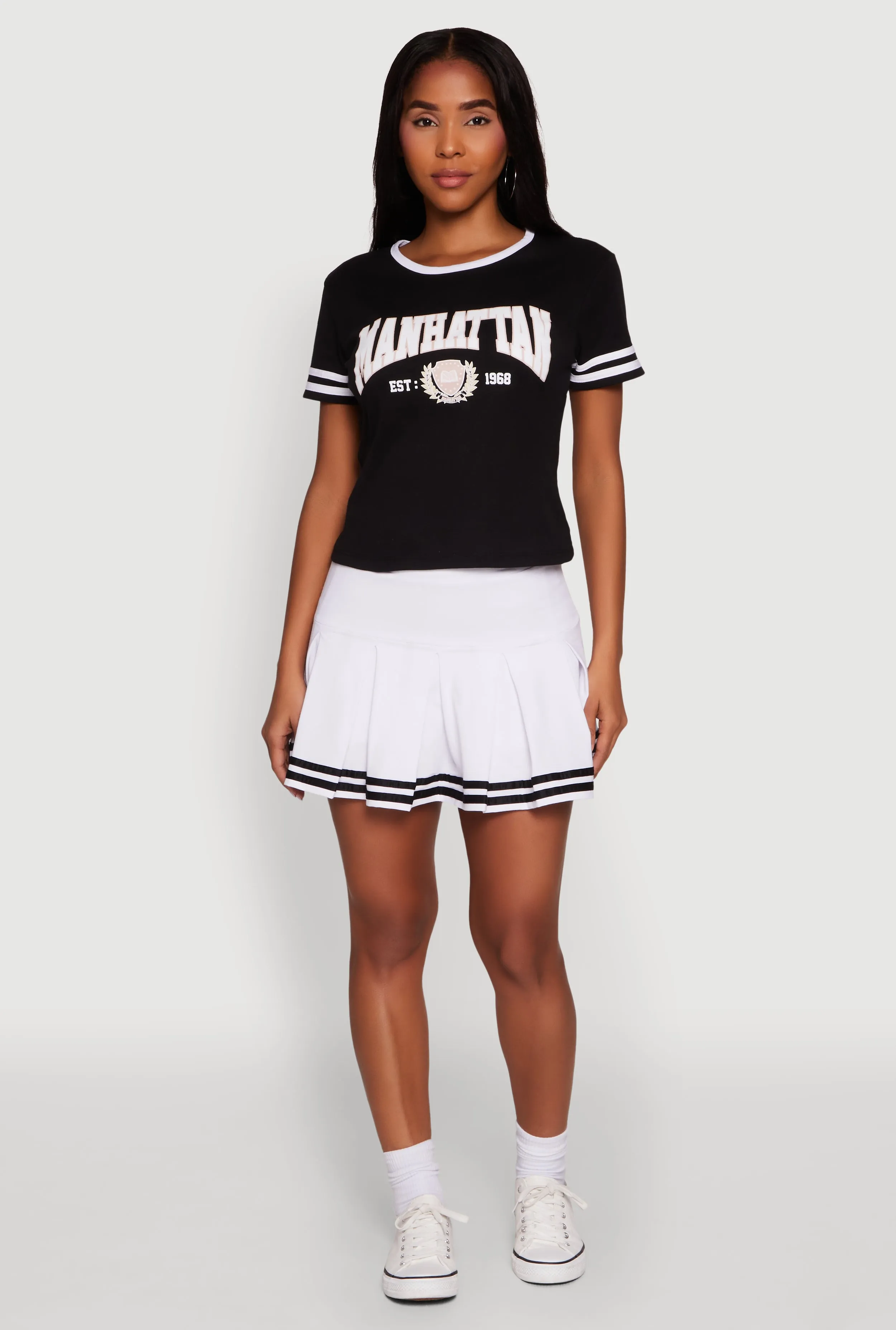 Weekend Style Trend Varsity Stripe Manhattan Graphic Tee