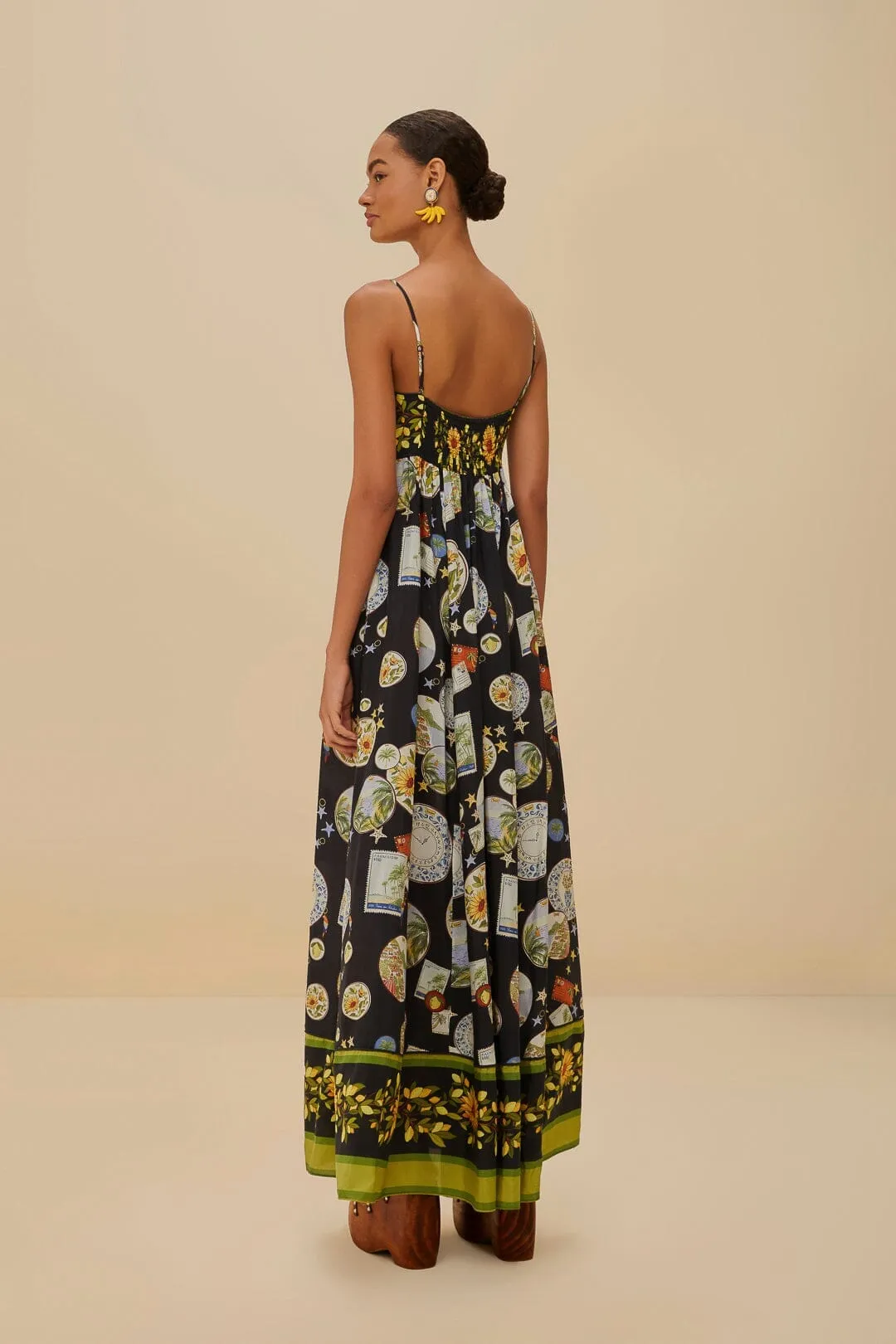 Black Trip Souvenir Maxi Dress Silver Glow