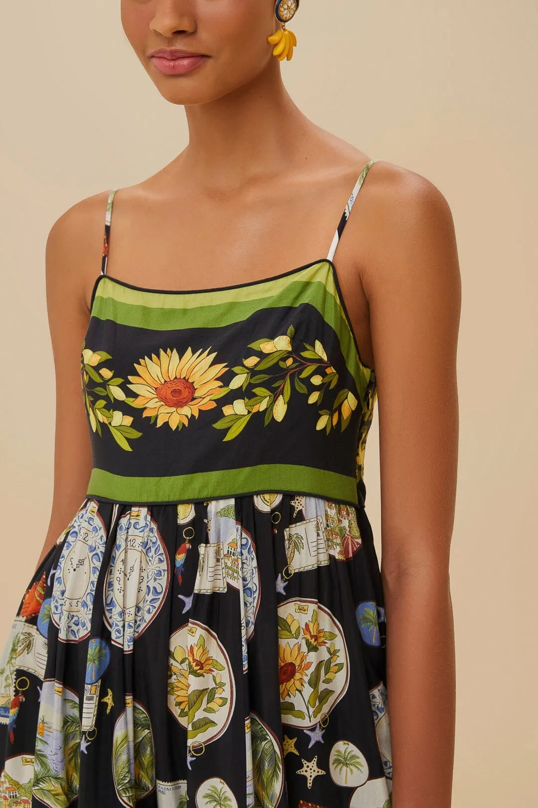 Black Trip Souvenir Maxi Dress Wheat Field