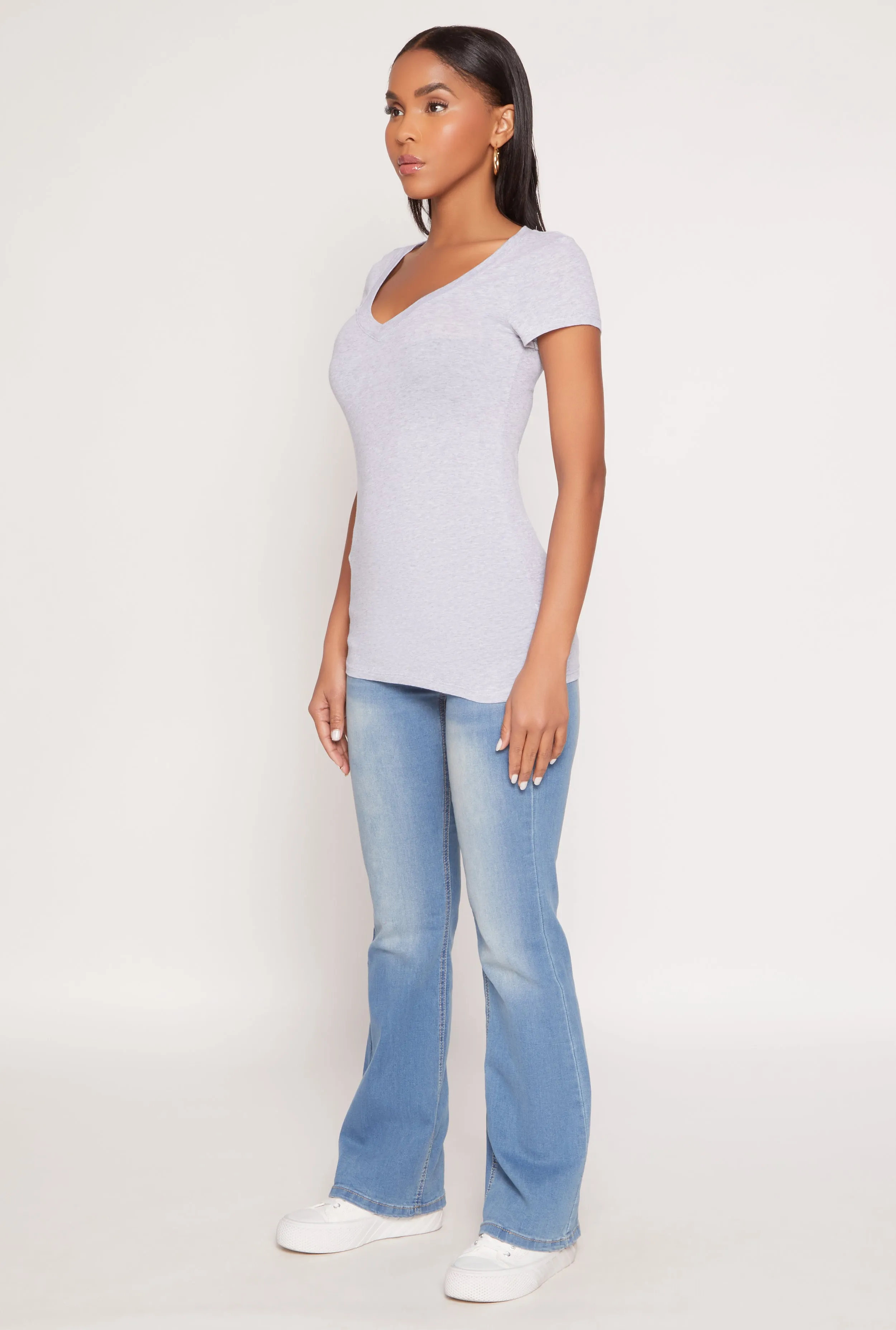 V Neck Short Sleeve T Shirt On-the-Go Comfort Breathable Fit Wear