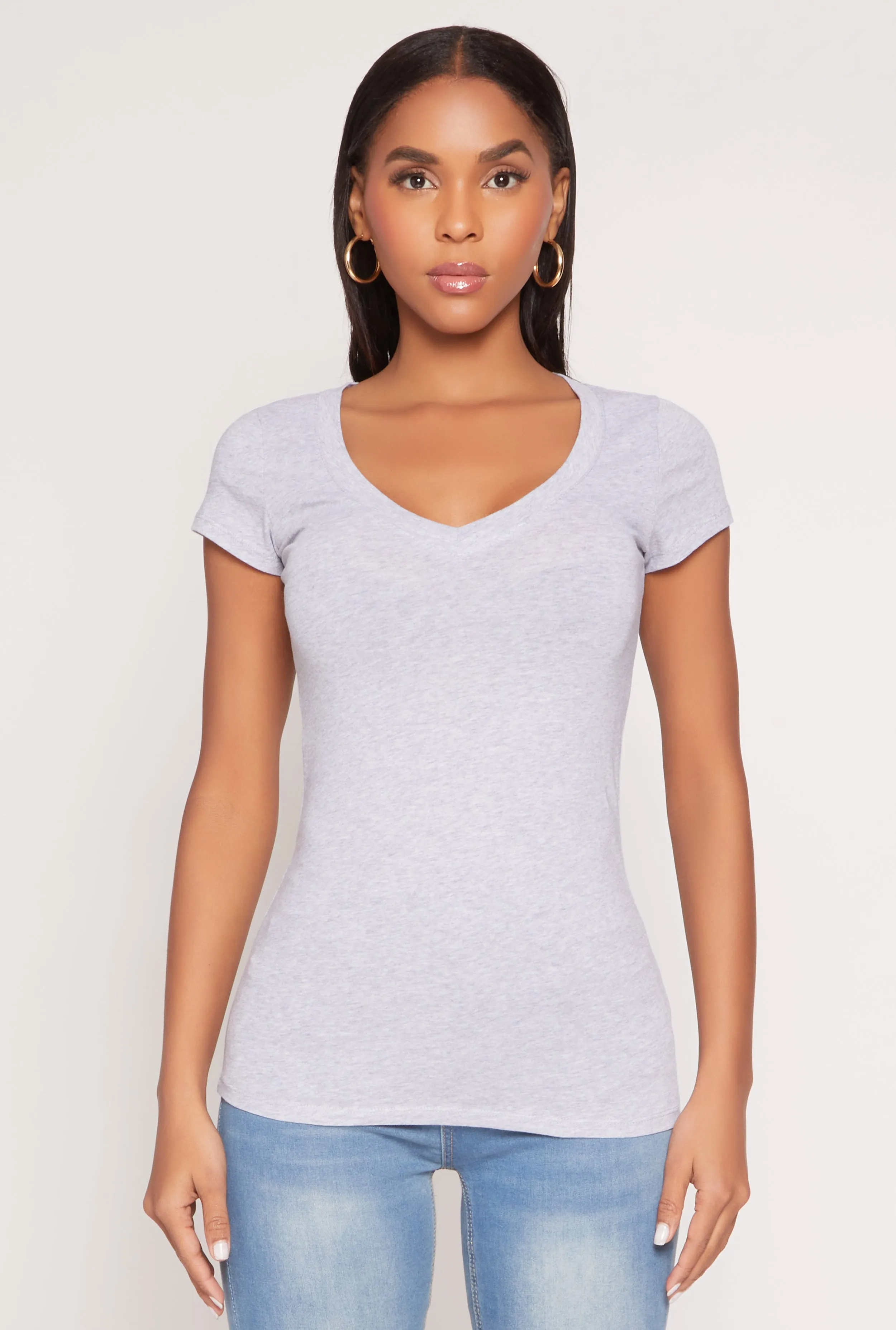 V Neck Short Sleeve T Shirt Modern Trend Look Timeless Design
