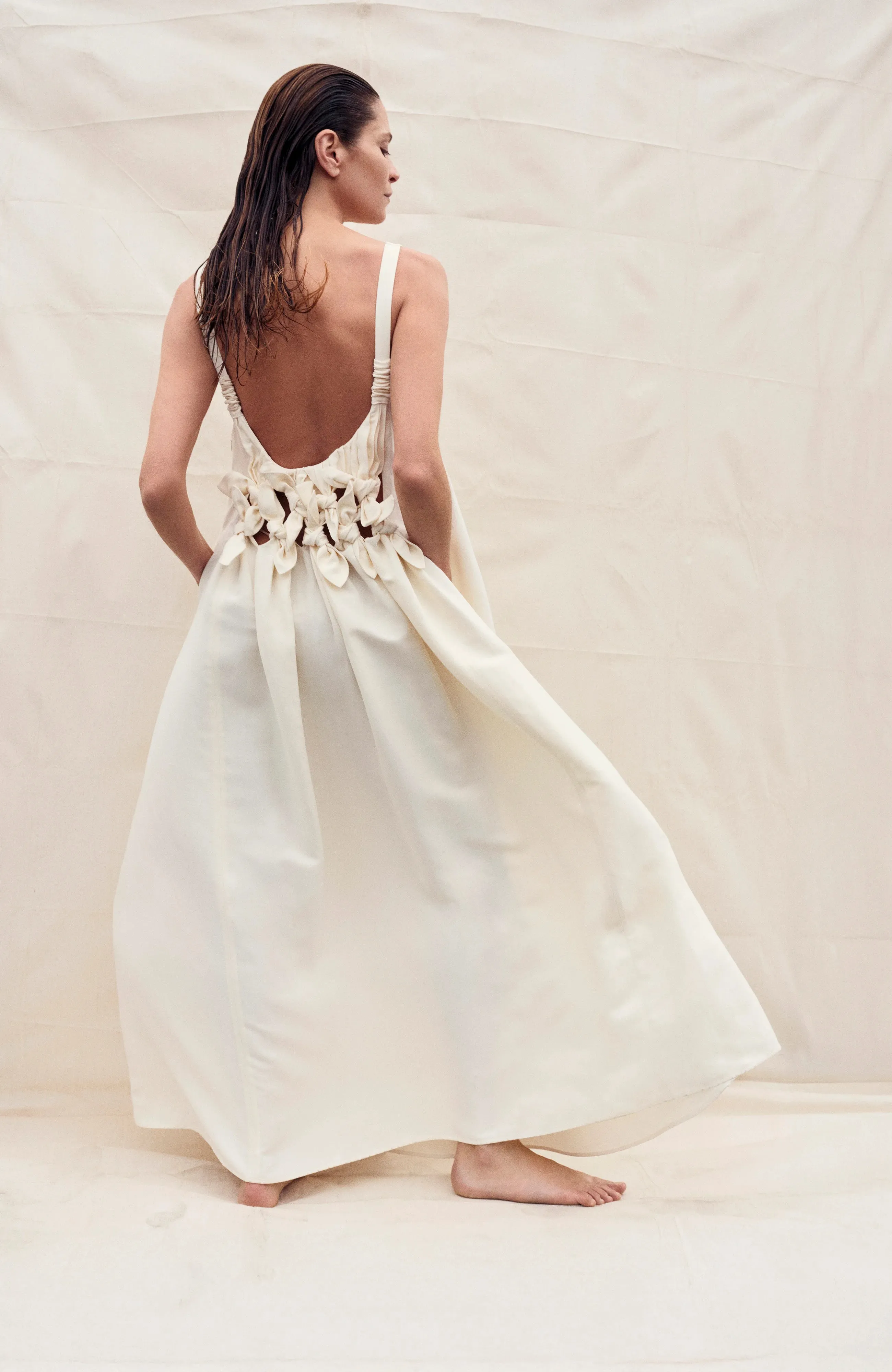 Aras Maxi Dress in Ivory Linen Silk Water Soul Parisian Chic