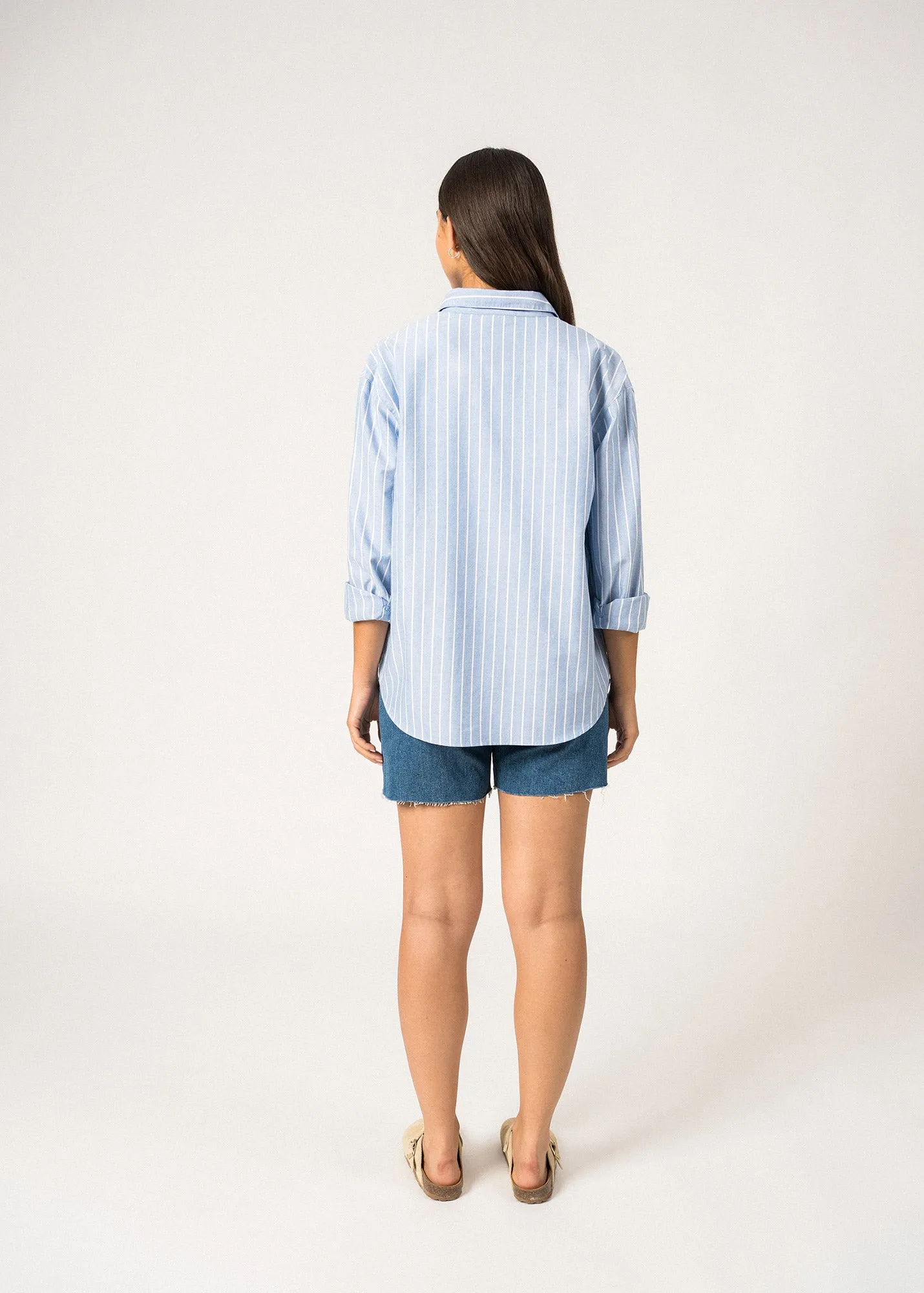 NonSlipTrim Love Energy MYRIAM - Striped Cotton Shirt (MER BLUE / WHITE)