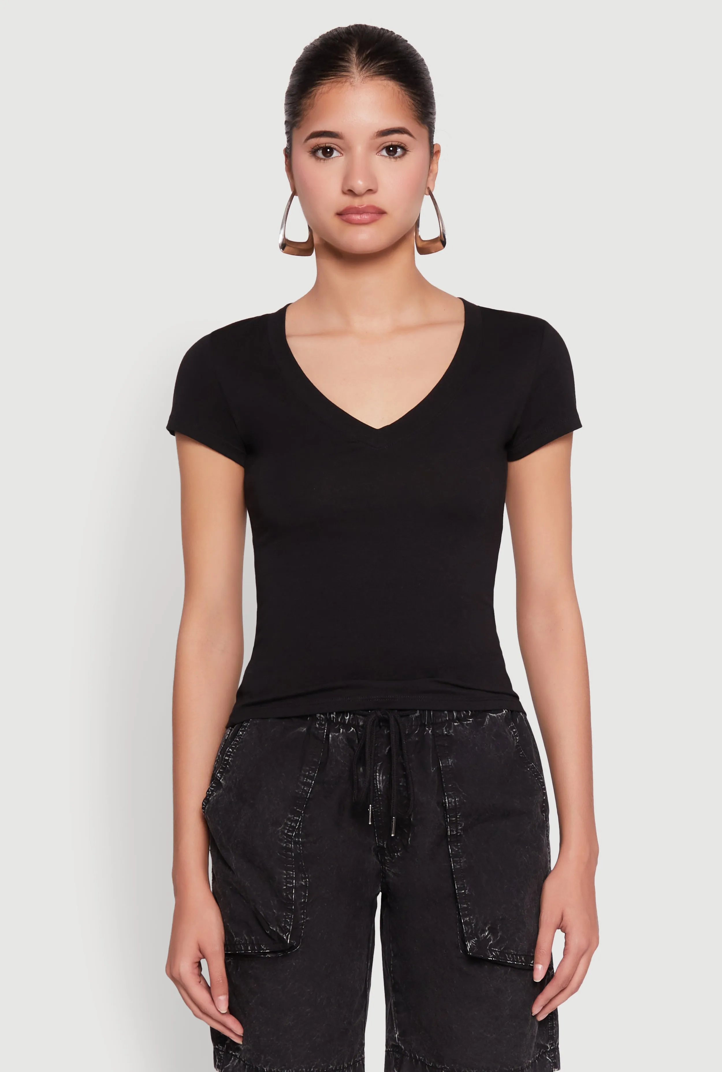 V Neck Short Sleeve Basic Tee MultipurposeUse