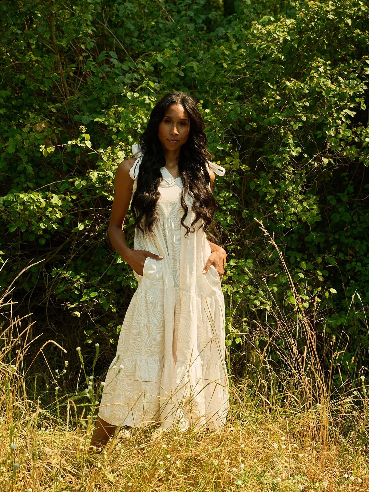 Lorelei Dress - White Waves Lightweight Material