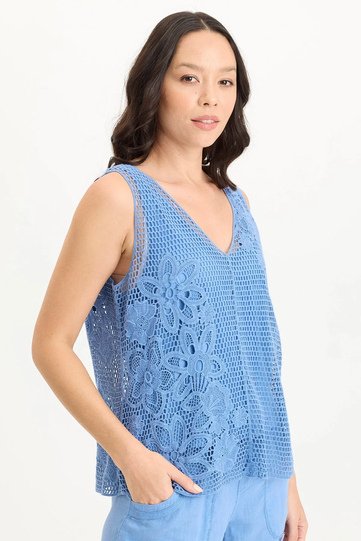 Vision Glow Chariss Crochet V-Neck Tank Top