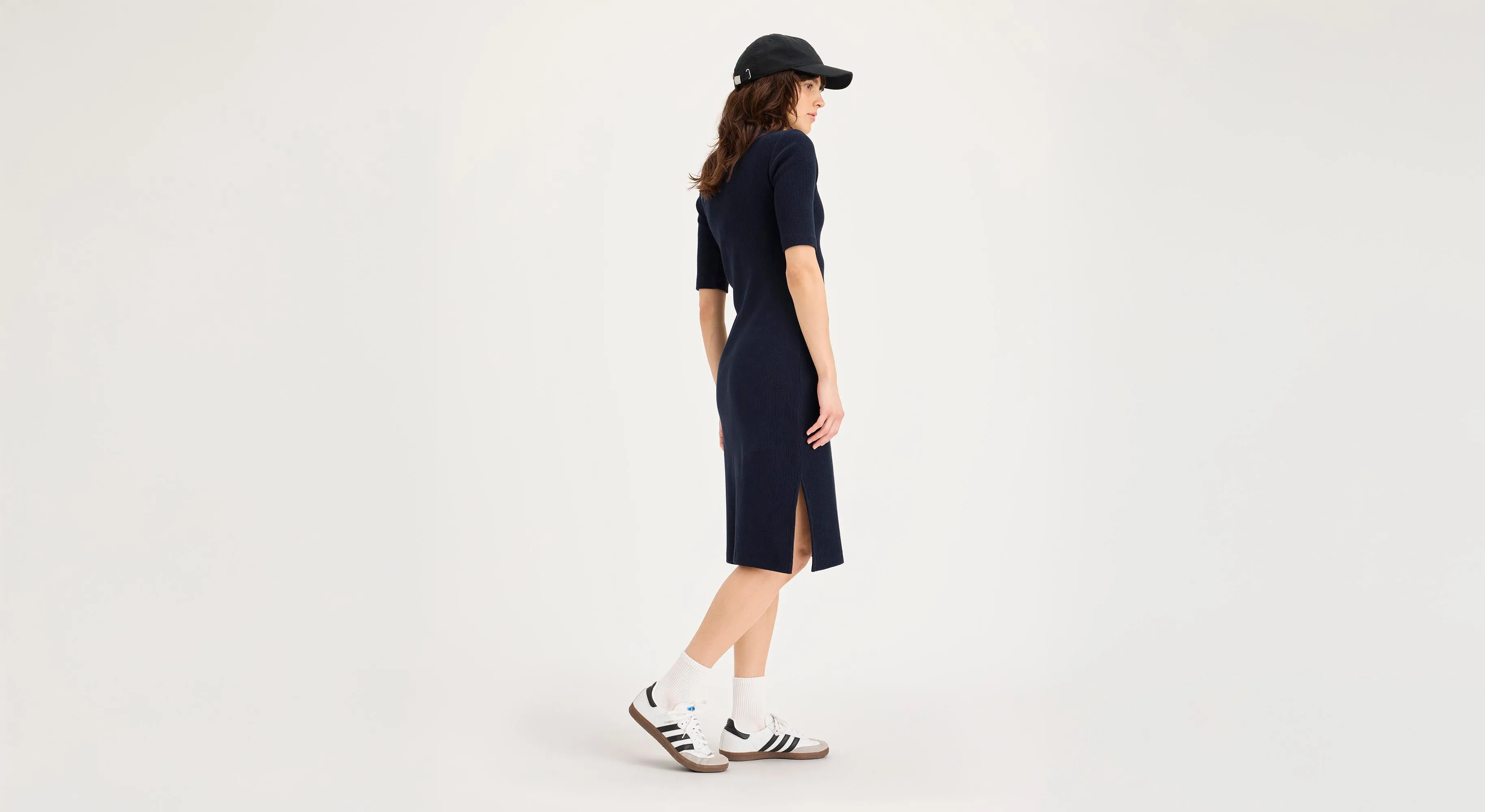 Rib Dress with Lofi Knit, Slim Fit Classic Mode