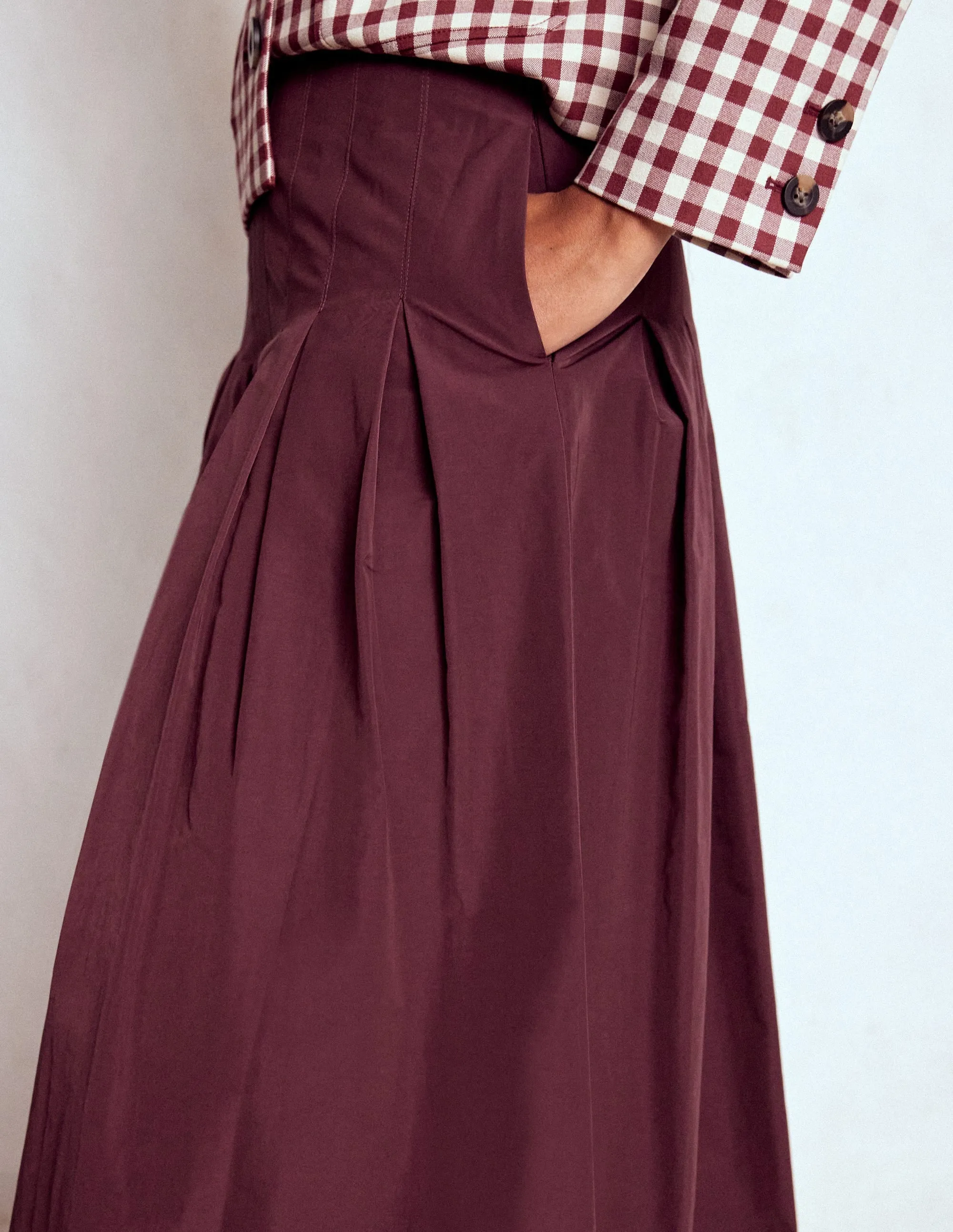 Classic Design Comfy Look Valentina Taffeta Midi Skirt-Deep Wisteria