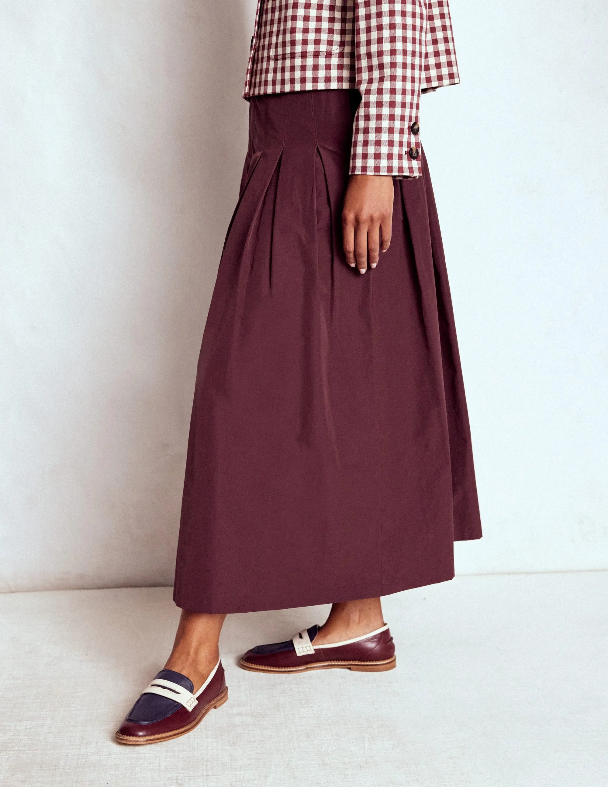 Valentina Taffeta Midi Skirt-Deep Wisteria Elegant Texture Young adult