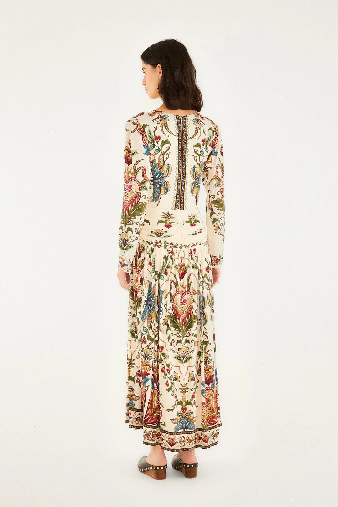 Cream Majestic Hearts Long Sleeve Midi Dress Weekend Ready