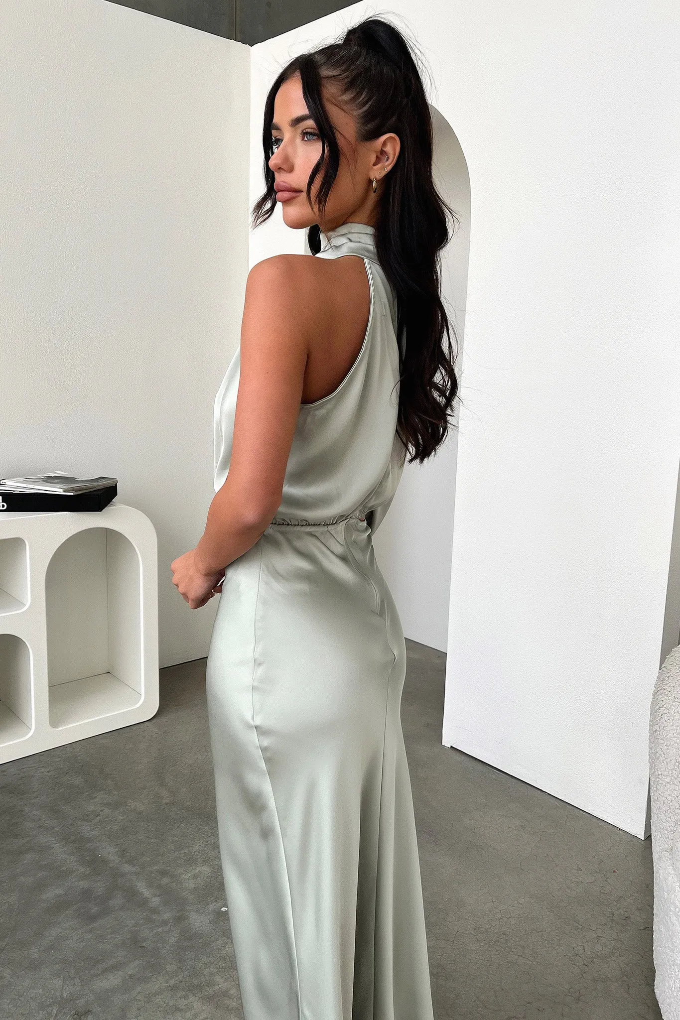 Atonia Midi Dress - Sage Feminine Vibe Serene Charm