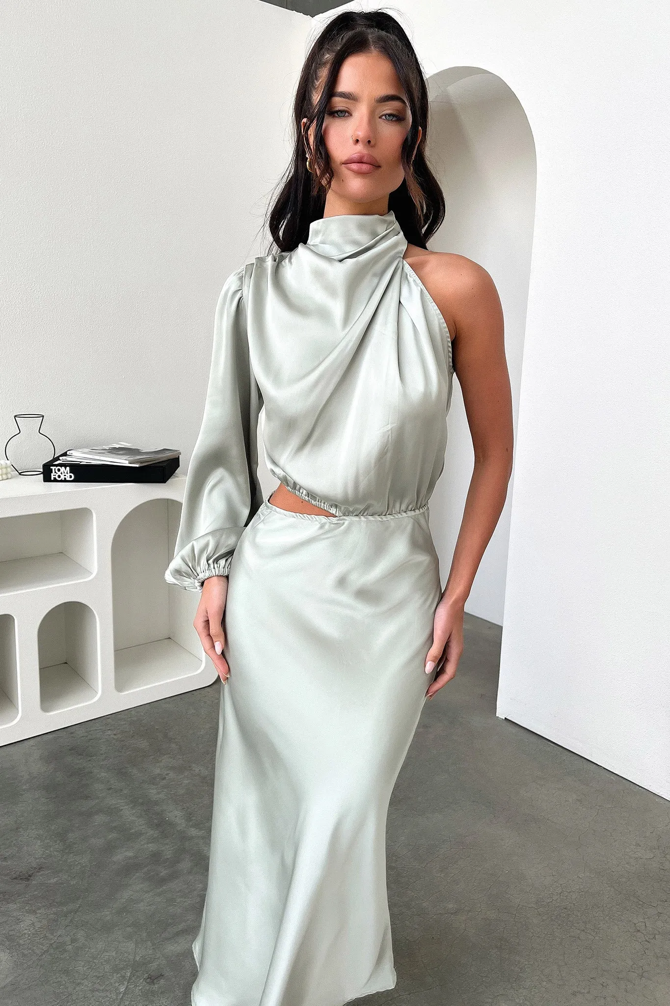 Copper Glow Casual chic midi Atonia Midi Dress - Sage