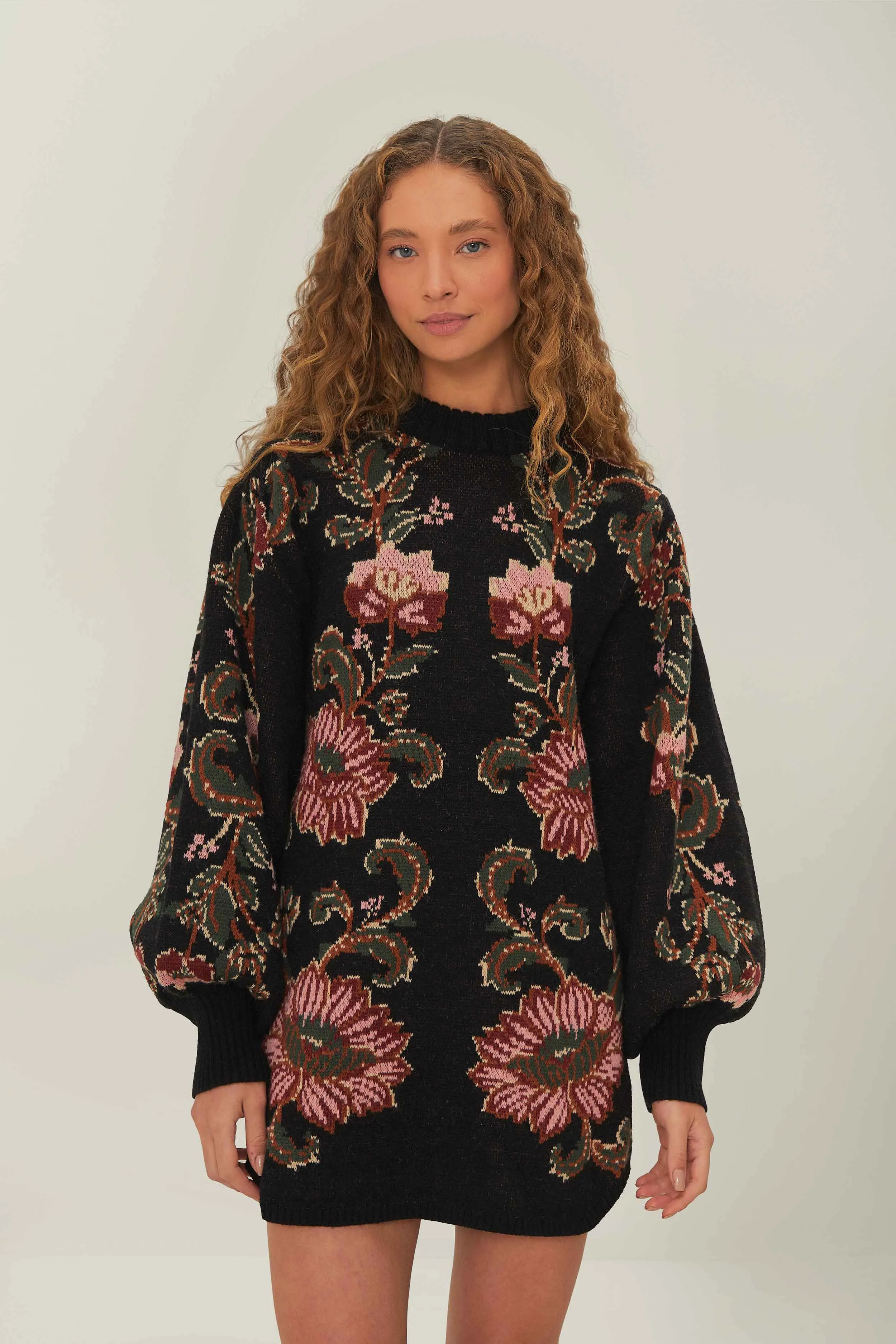 Generous Armholes Cozy Wear Black Ravenala Knit Mini Dress