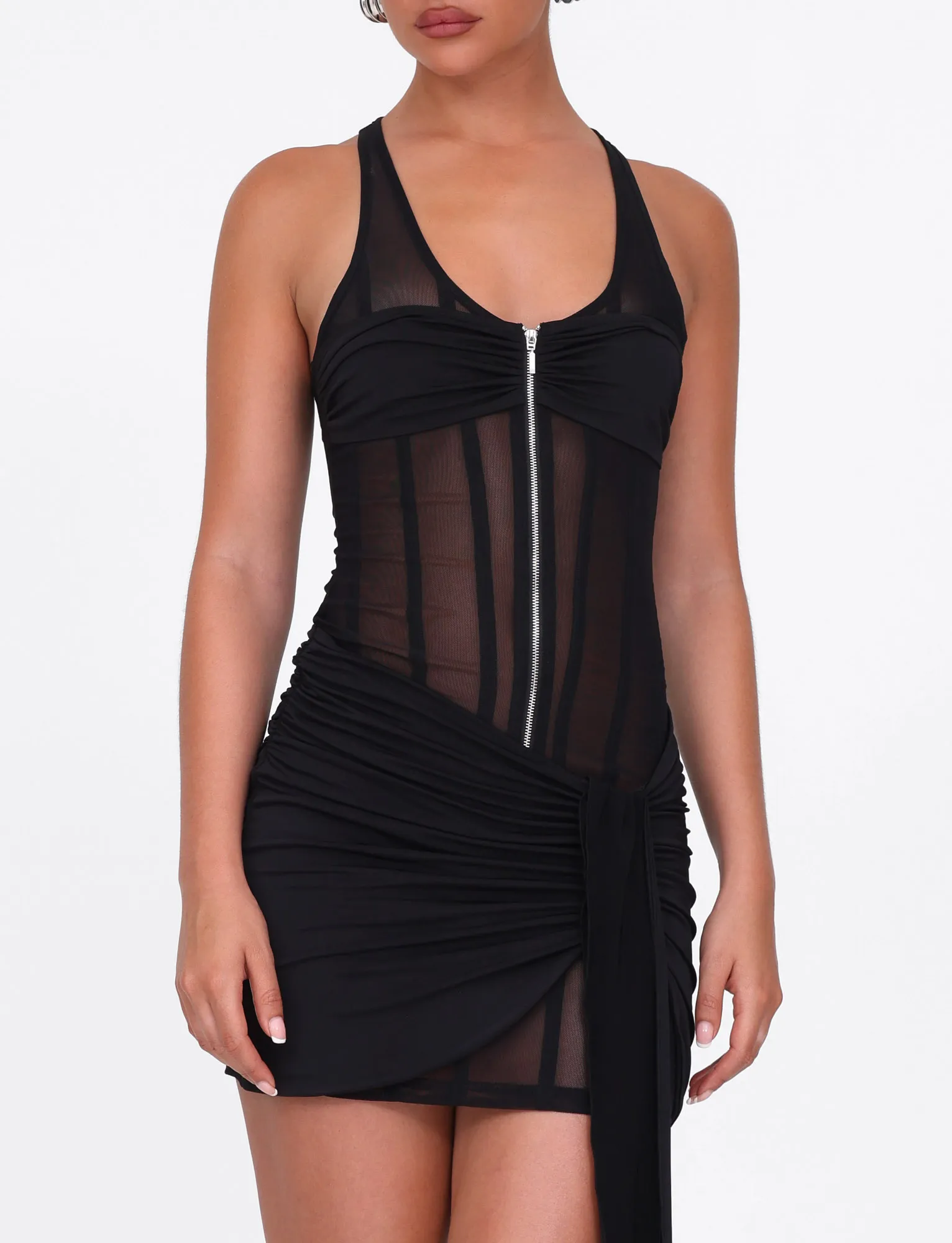 CATERINA MINI DRESS - BLACK Charming Silhouette Feminine flattering short gown