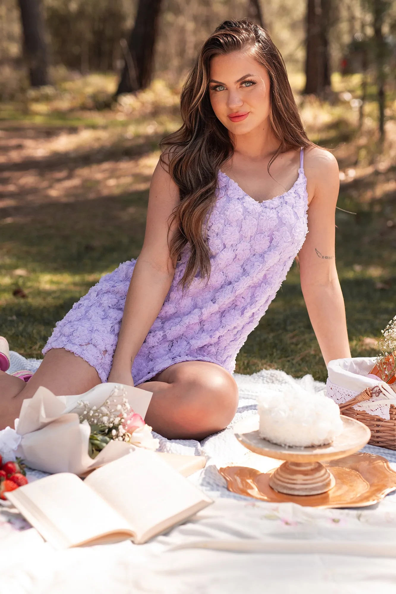 Elegance In Bloom Floral Textured Mini Dress (Periwinkle) Youthful Look