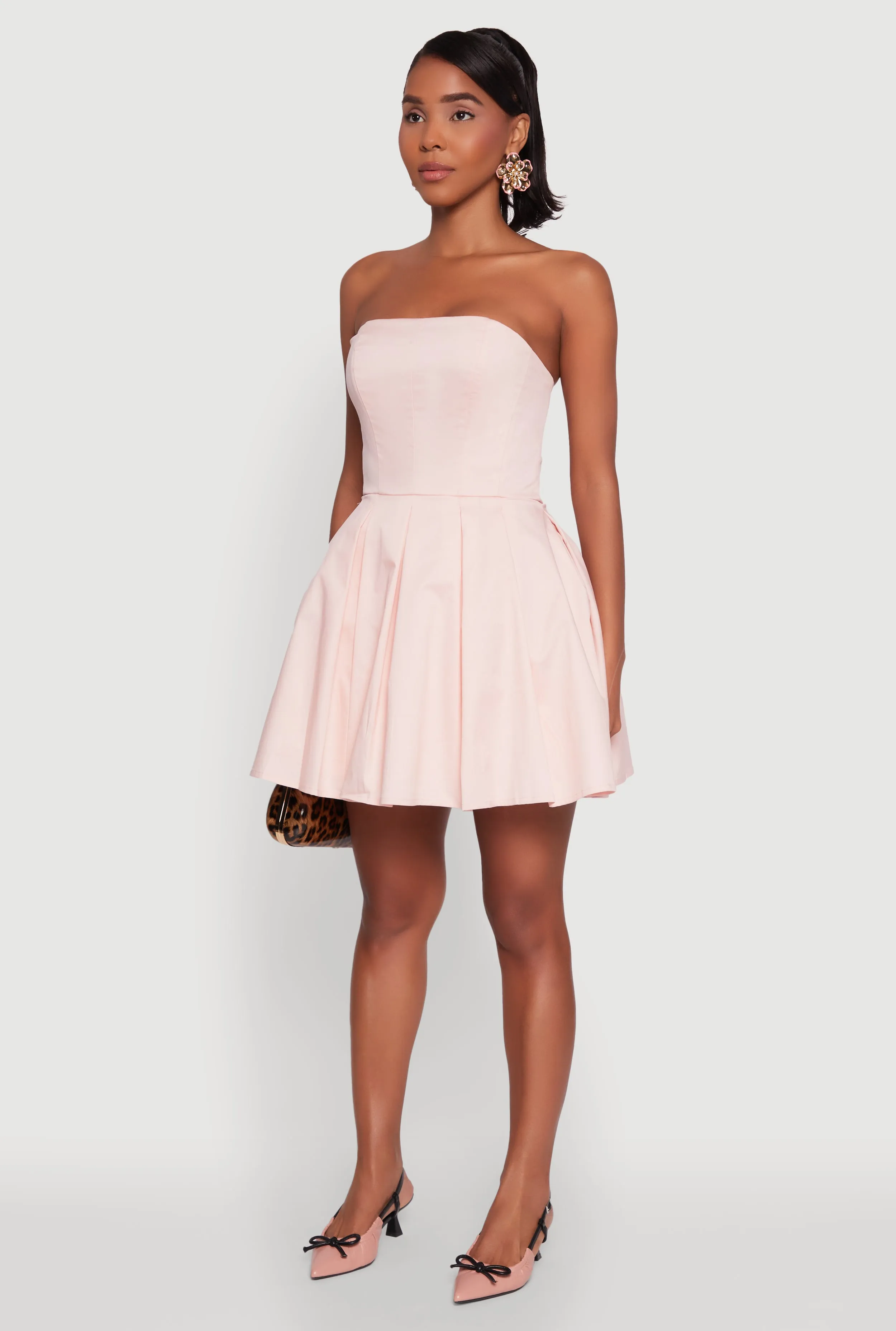 Haute Monde Tulle Lined Strapless Skater Dress Party Vibe