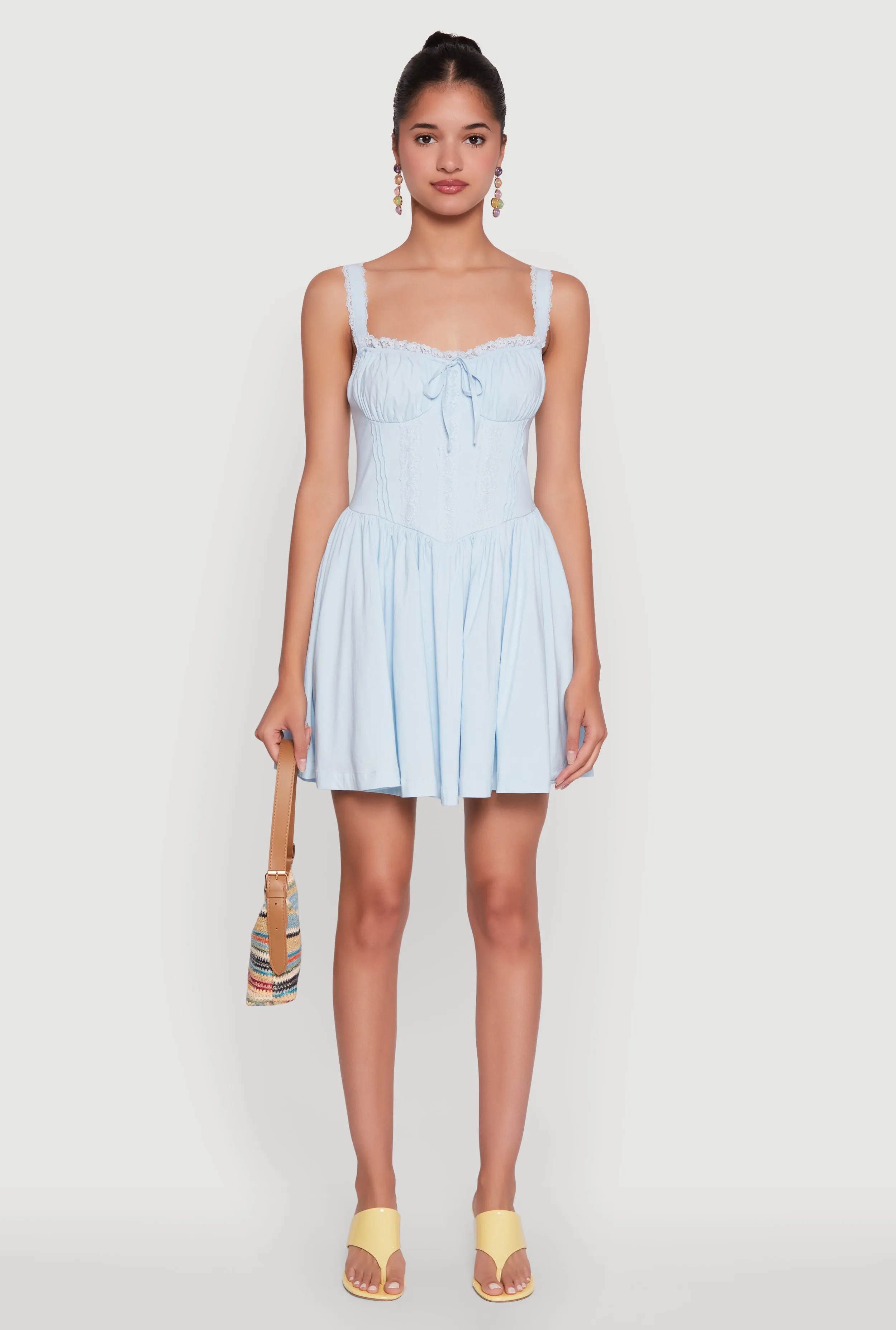Urban Star Pop Glow Iris Lace Trim Bustier Skater Dress