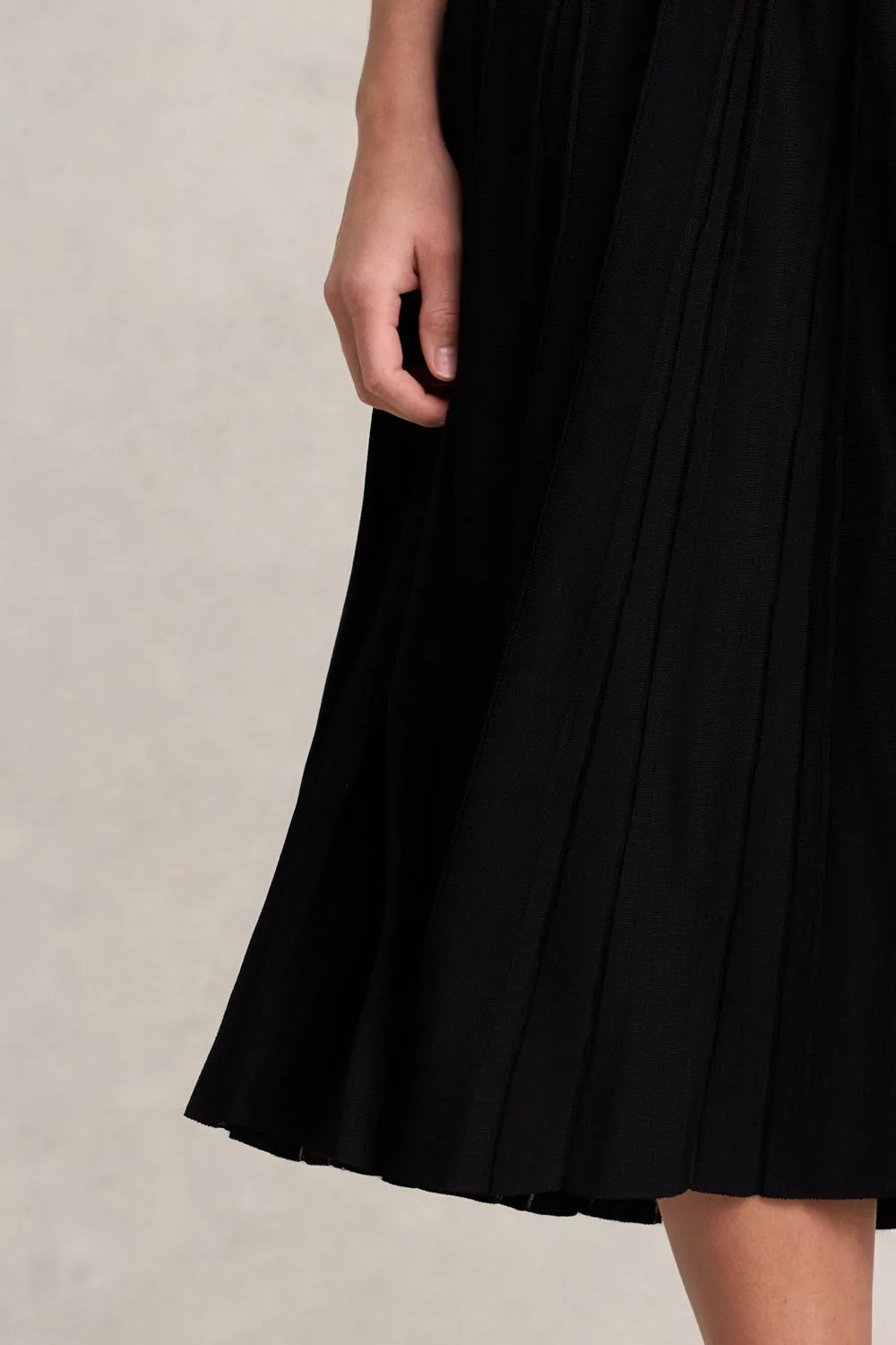 Chic casual Pleated Knit Skirt ?C Black