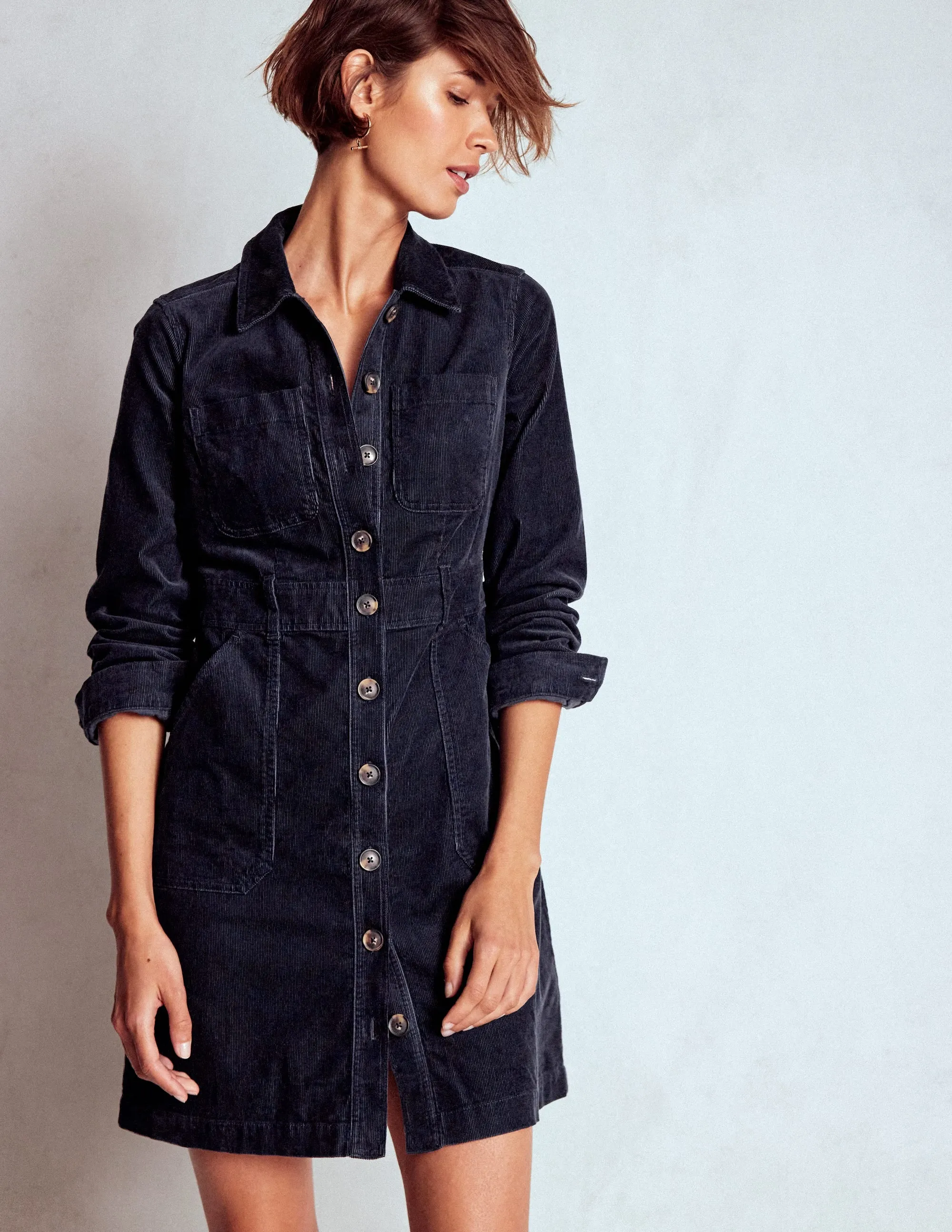 Amanda Cord Short Dress-Navy Tagless Labeling