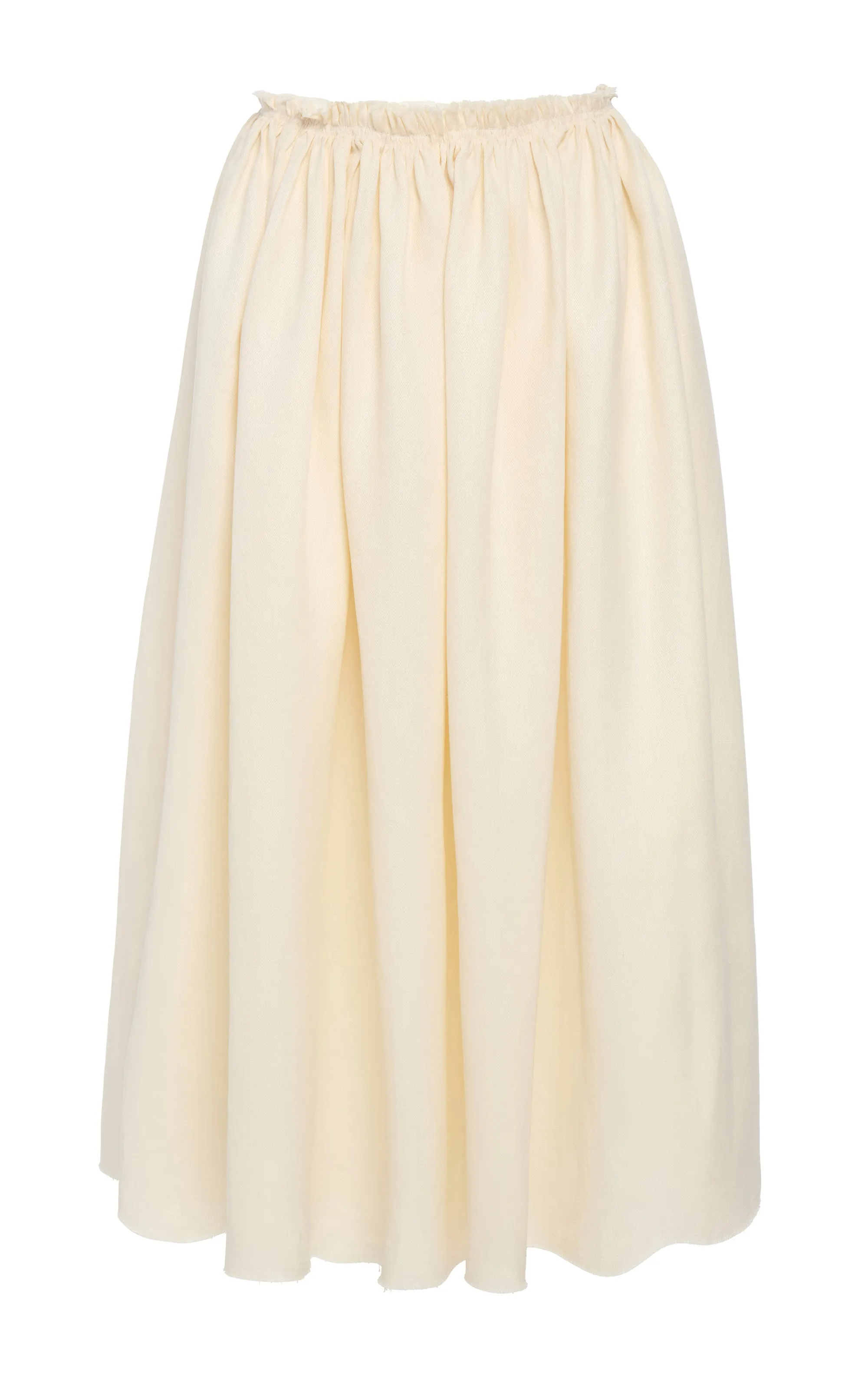 Iconic Style Spring Must Have Chiara Pleated Midi Skirt in Ivory Textured Linen