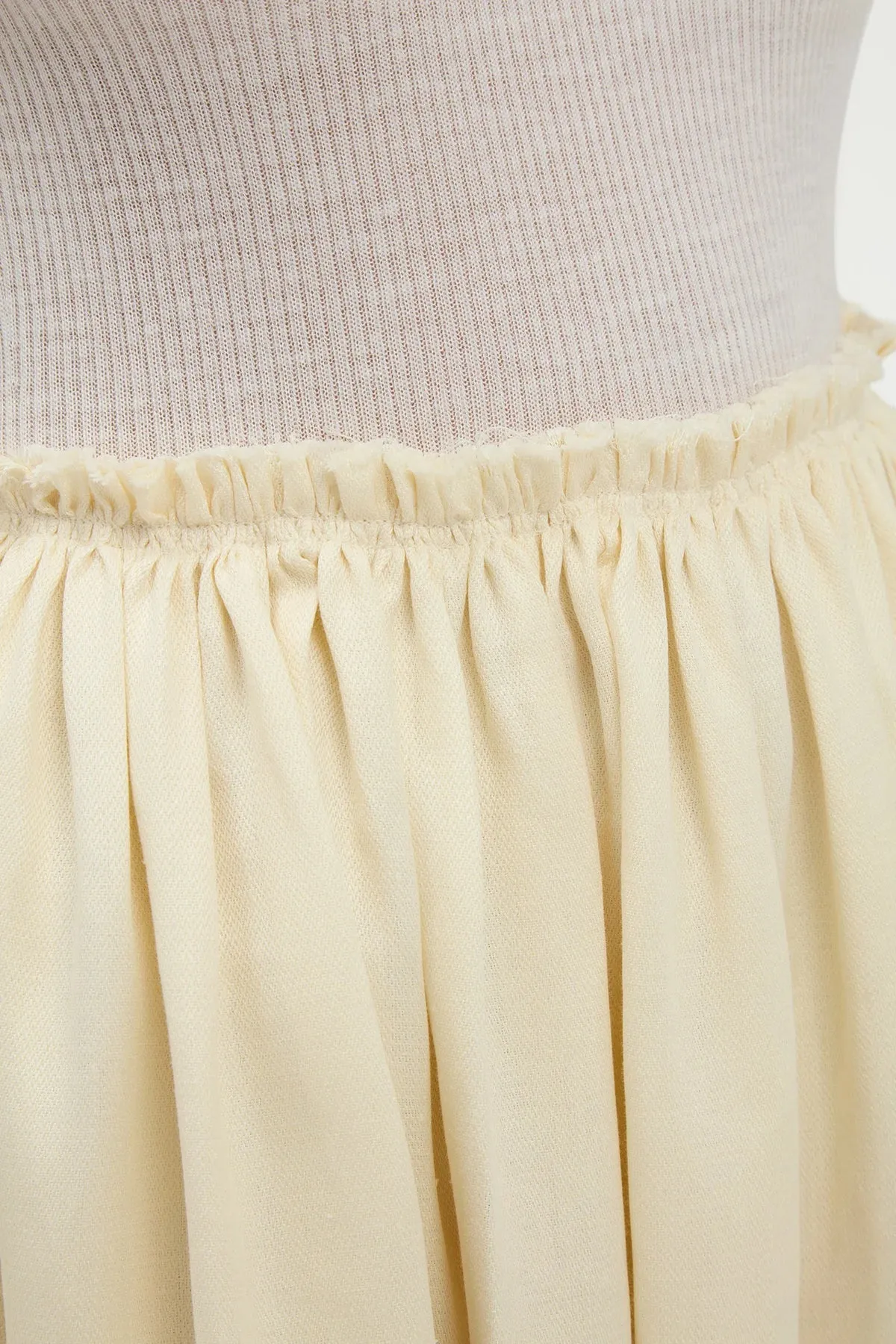 Ocean Fit Chiara Pleated Midi Skirt in Ivory Textured Linen