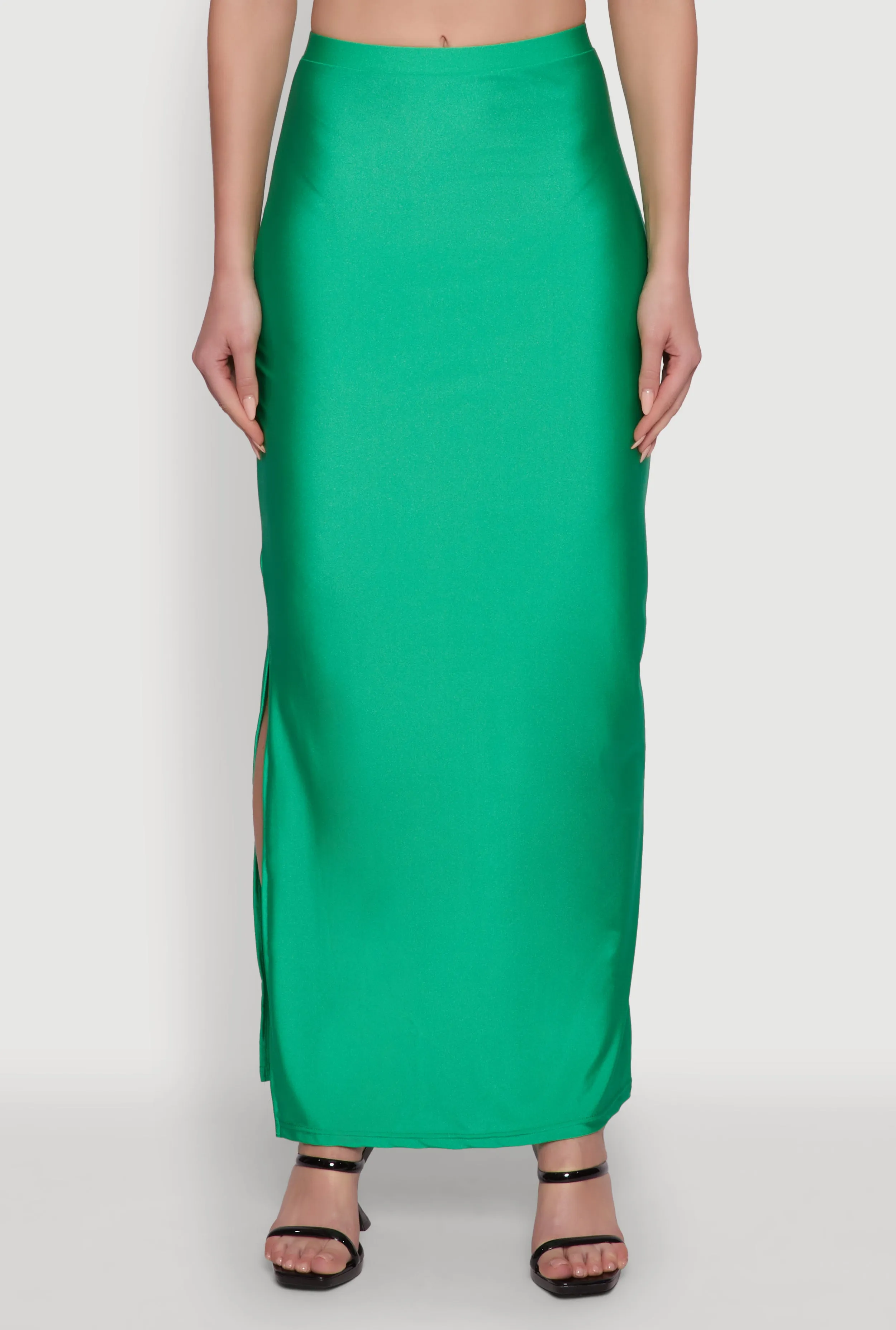 Couture Inspired All Day Fit Trendy High Waisted Side Slit Maxi Skirt