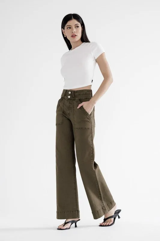 MICA Fern Green Super High Wide Leg Jean Energy Flow Linen Soul