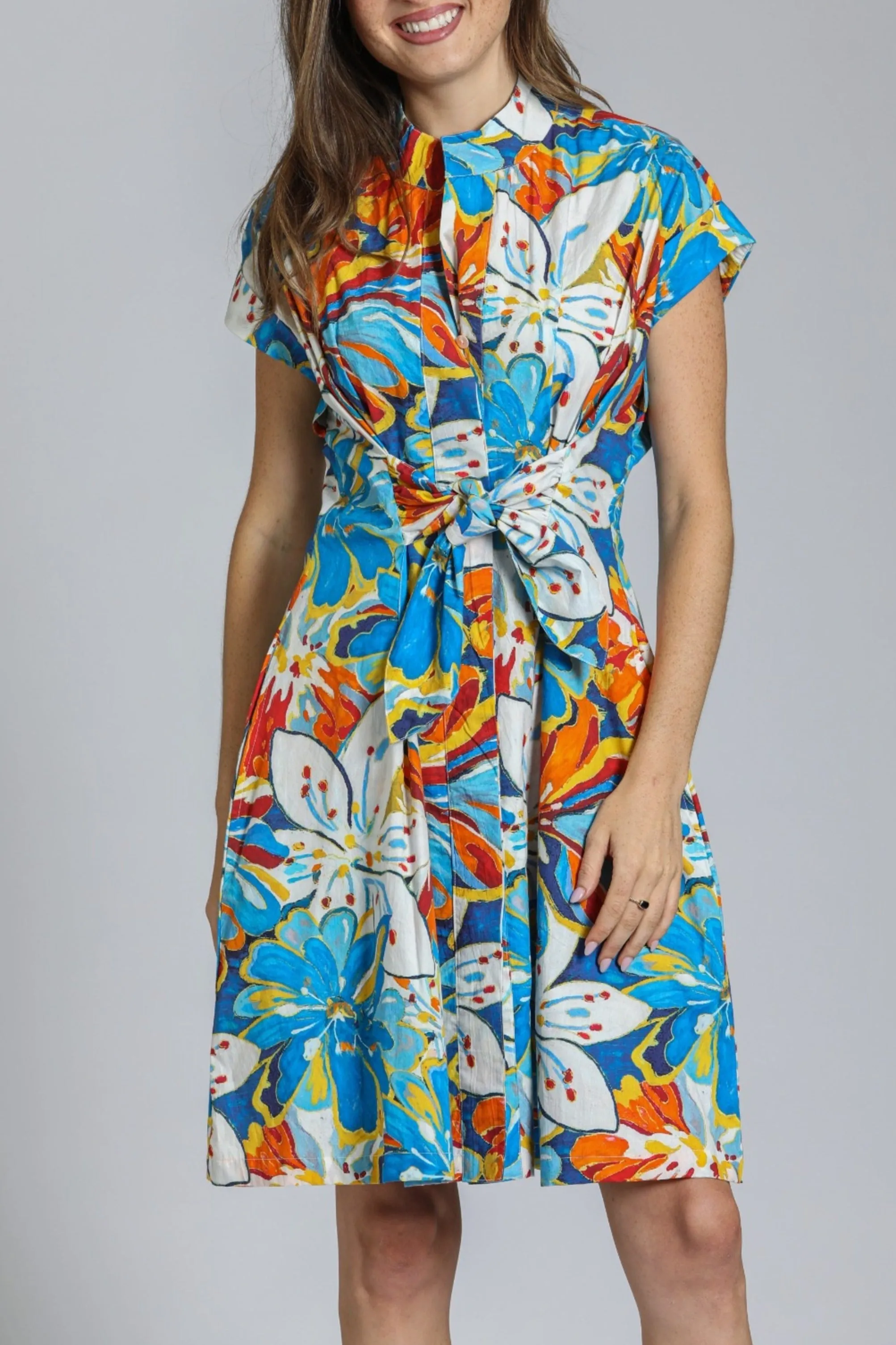 OdorControl Technology Short Sleeve Shirt Dress With Self Tie