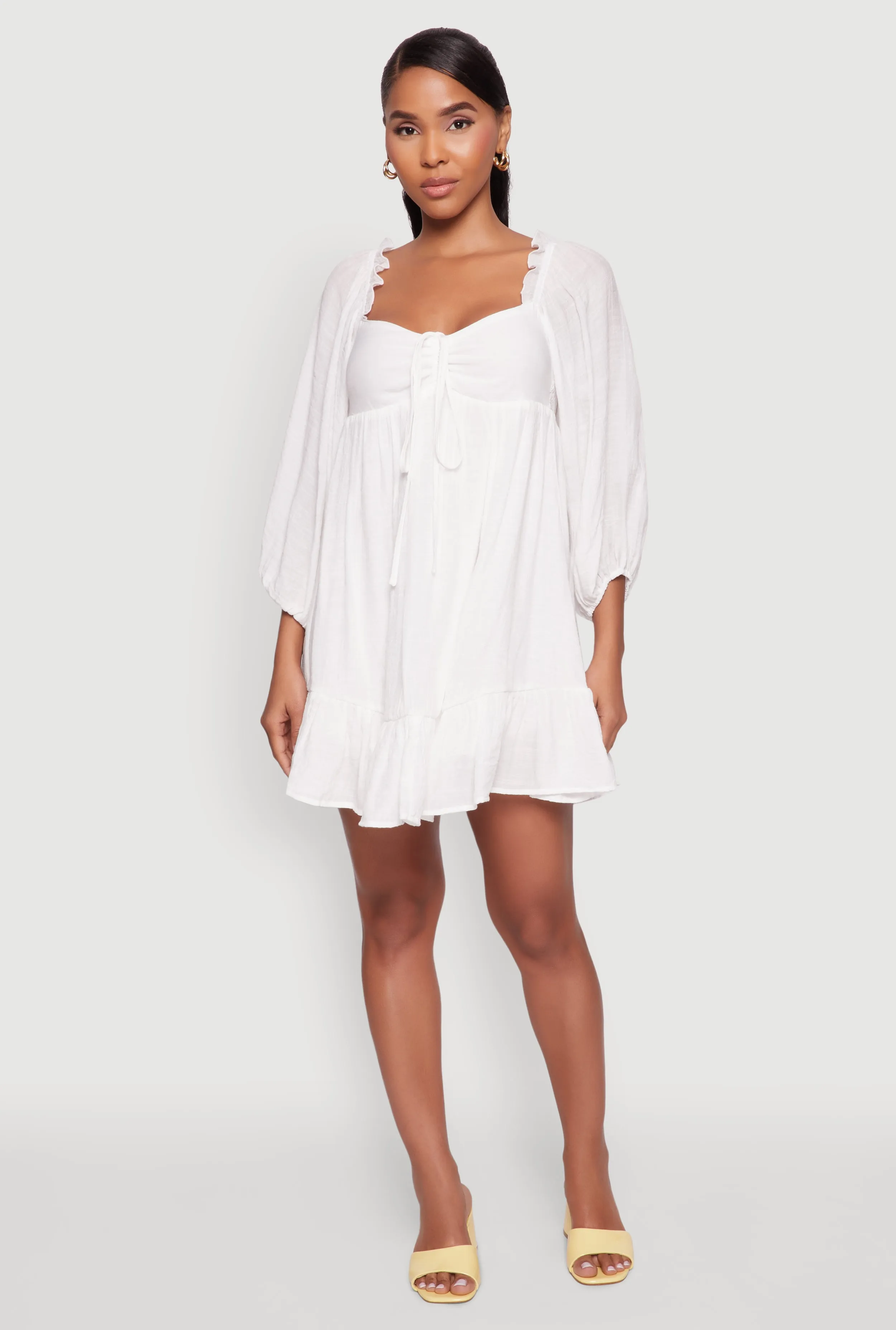 Chic Bubble Sleeve Smocked Back Peasant Dress Sexy Soul Boho Look