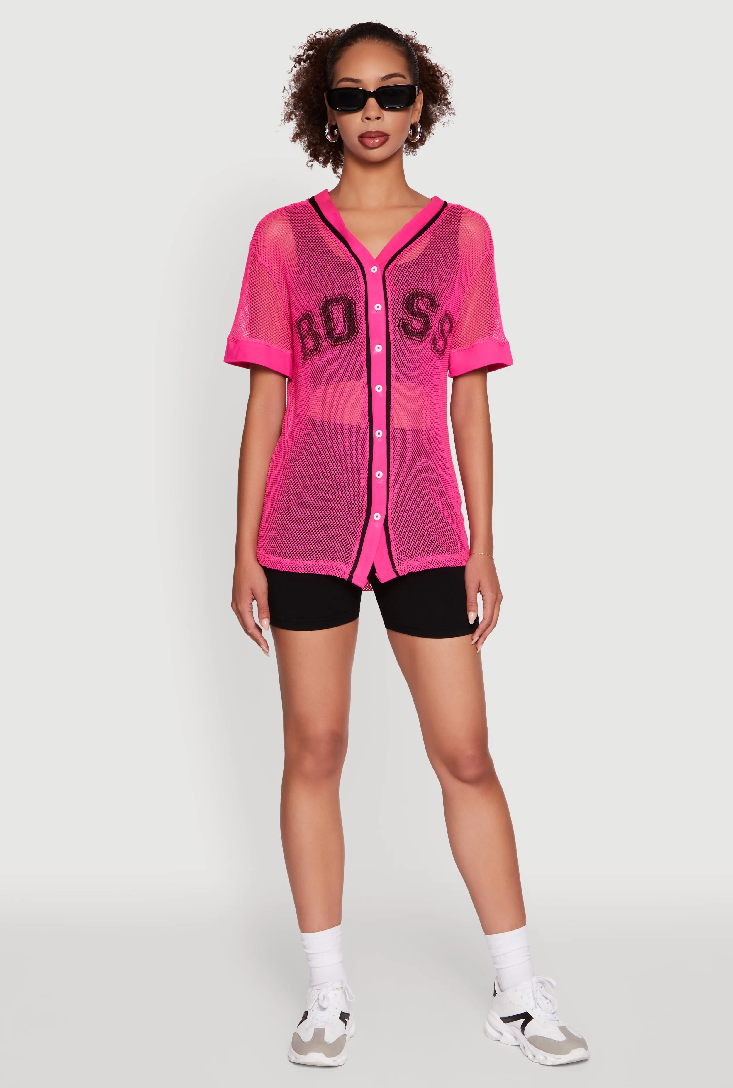 Fishnet Boss Graphic Baseball Shirt Ethically Sourced Cotton Relaxed Outfit