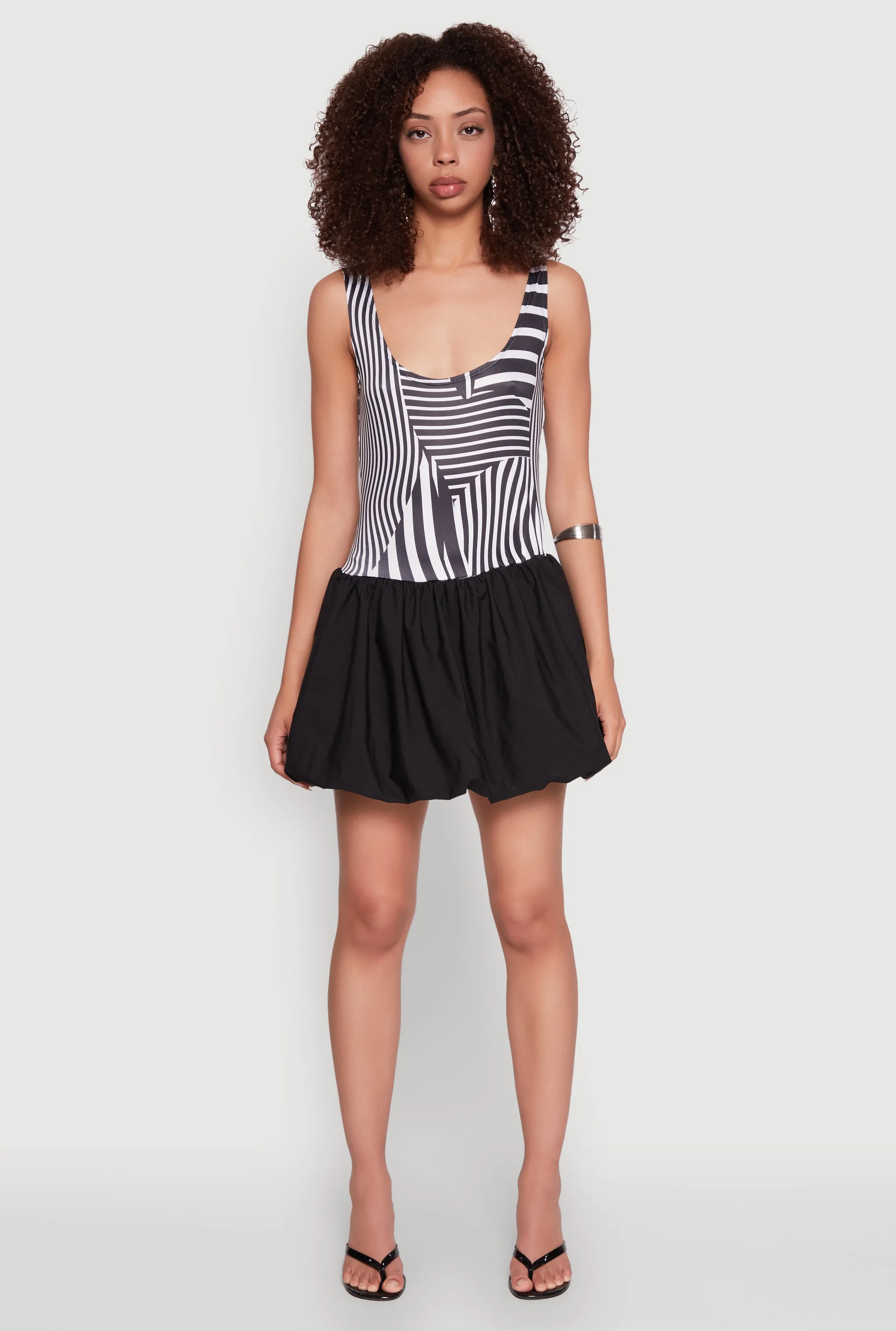 Printed Pattern Bubble Hem Dress Neon Mood Trend Pop