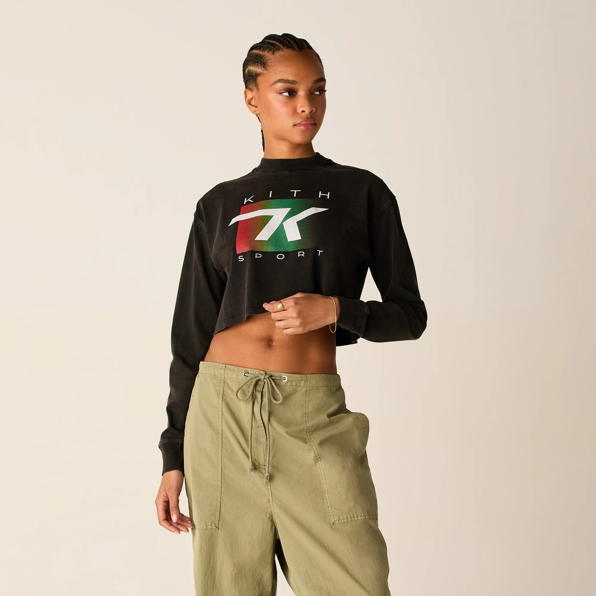 Comfortable texture Kith Women Jasper Gradient Sport Long Sleeve - Black